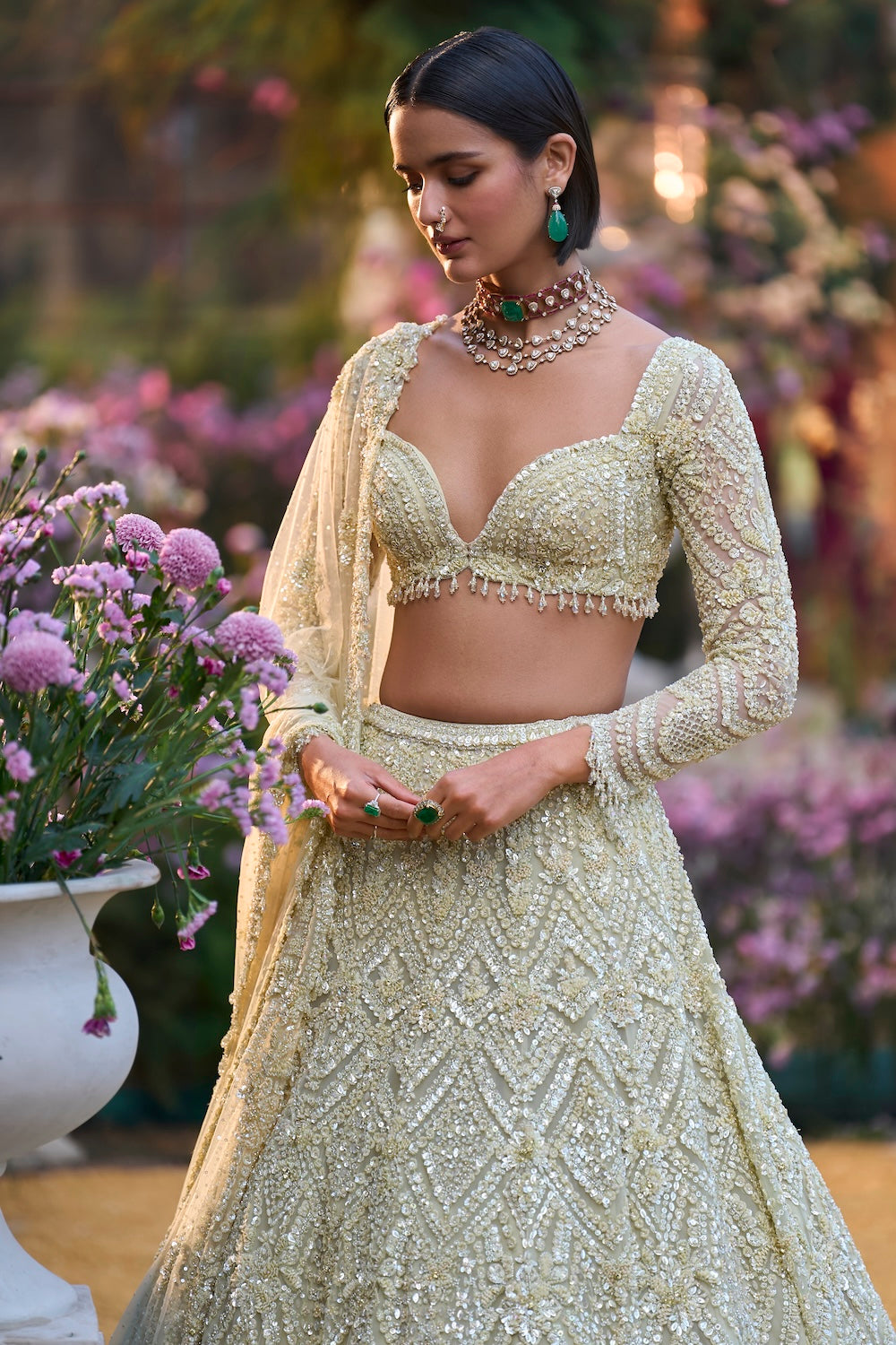 Sage Green Sequin Lehenga Set