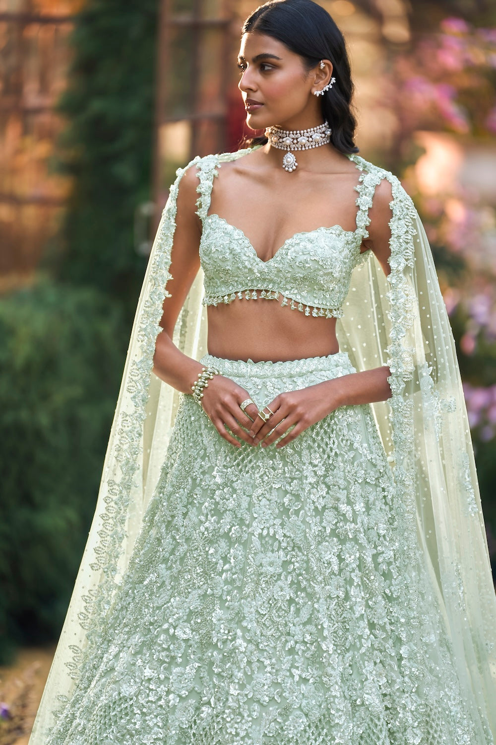 Soft Aqua Sequin Lehenga Set