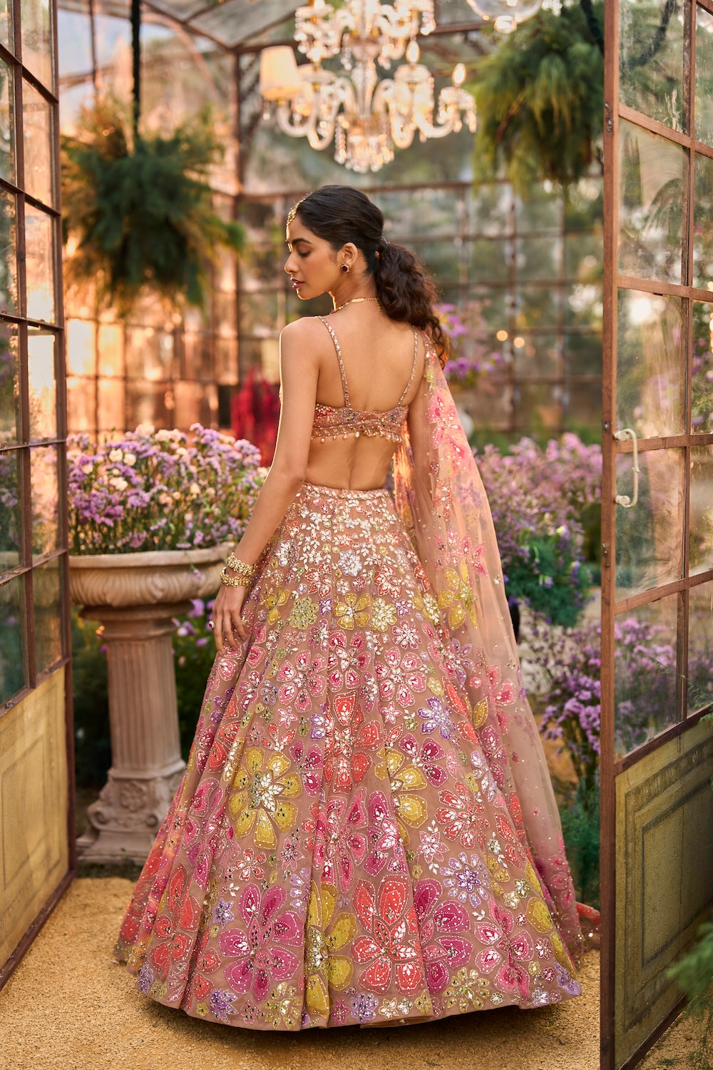 Coffee Floral Lehenga Set