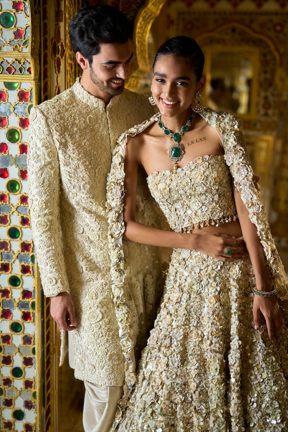 Ivory Corset Three-Dimensional Lehenga Set