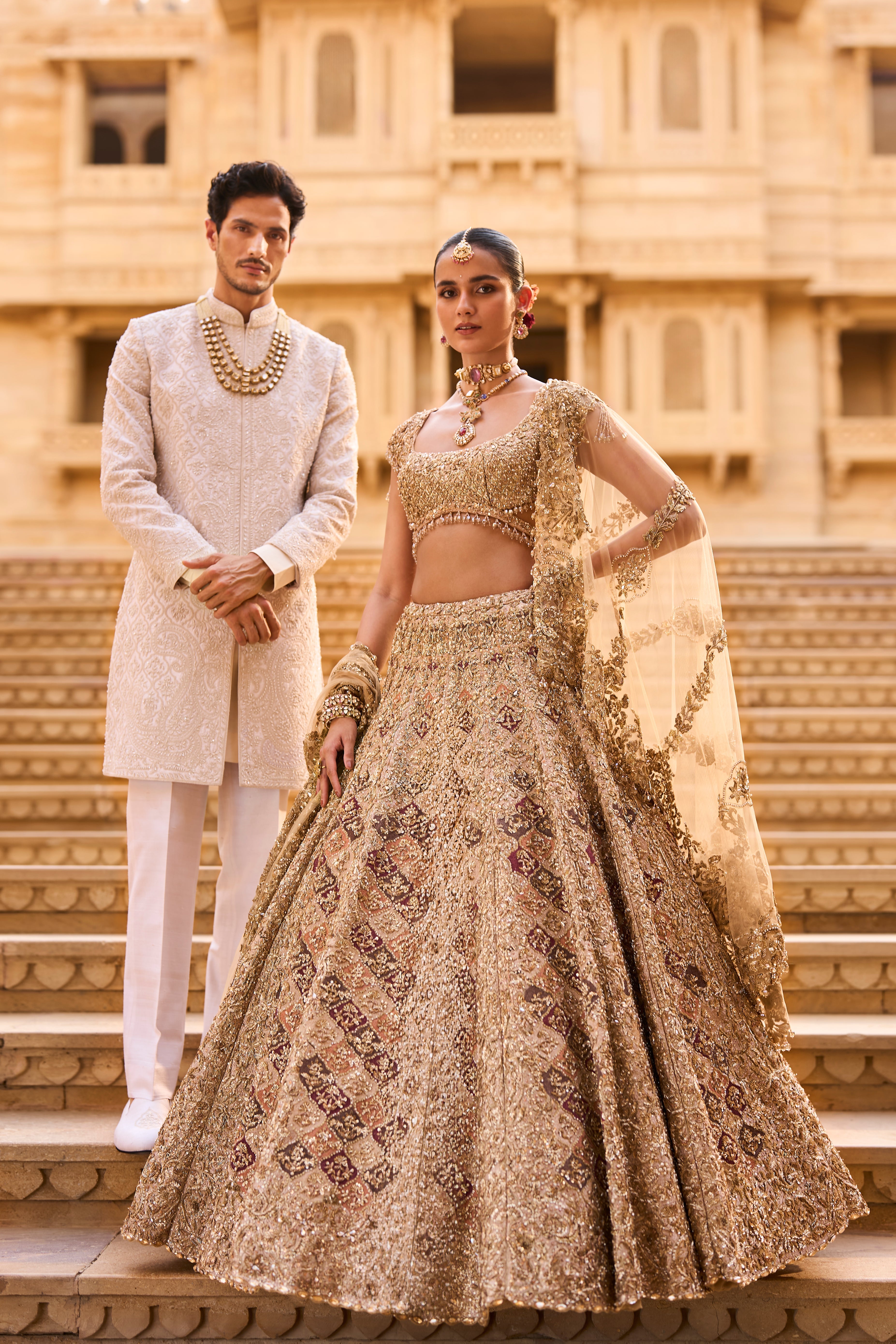 Ivory Abstract Sherwani Set