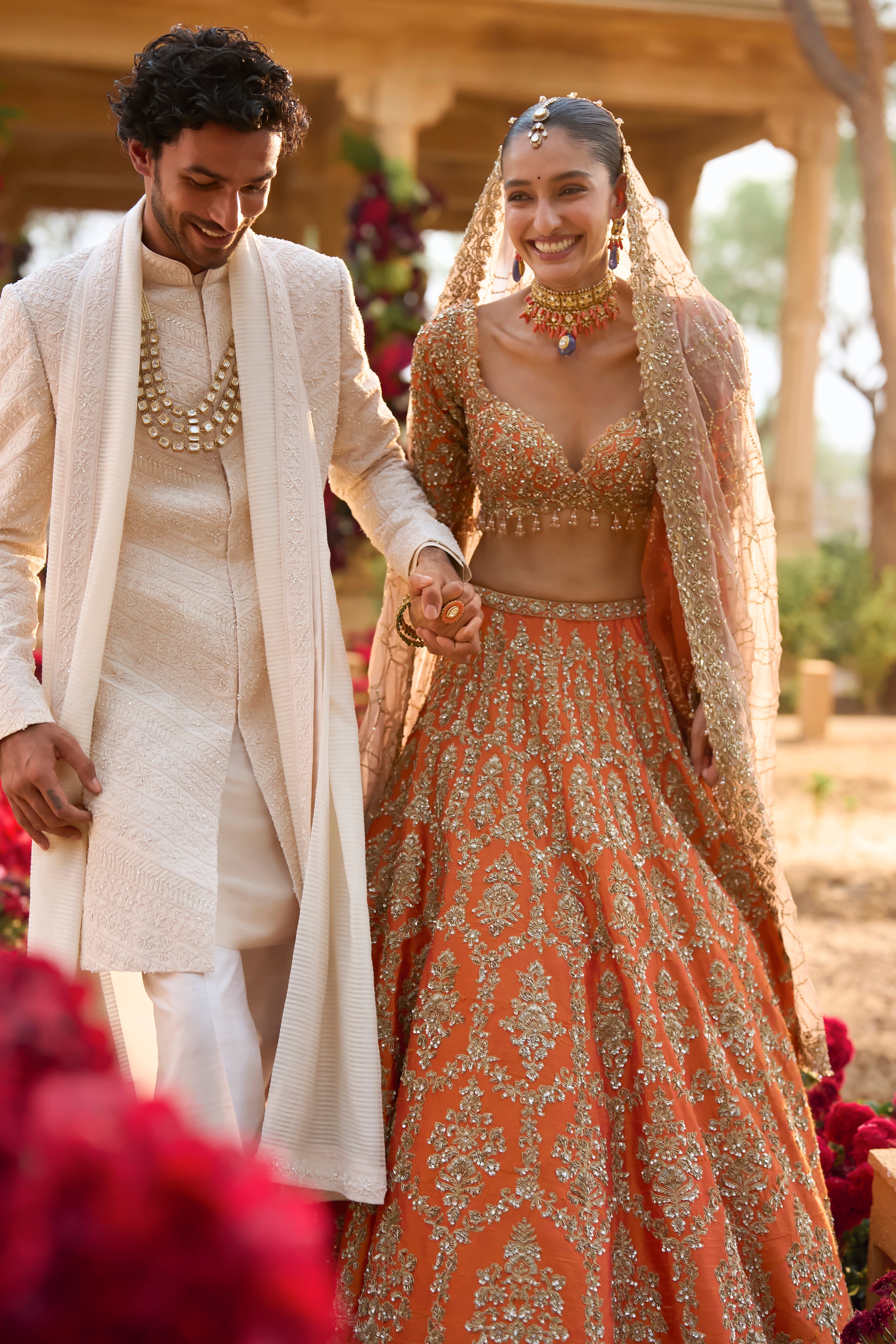 Cream Pearl Sherwani Set