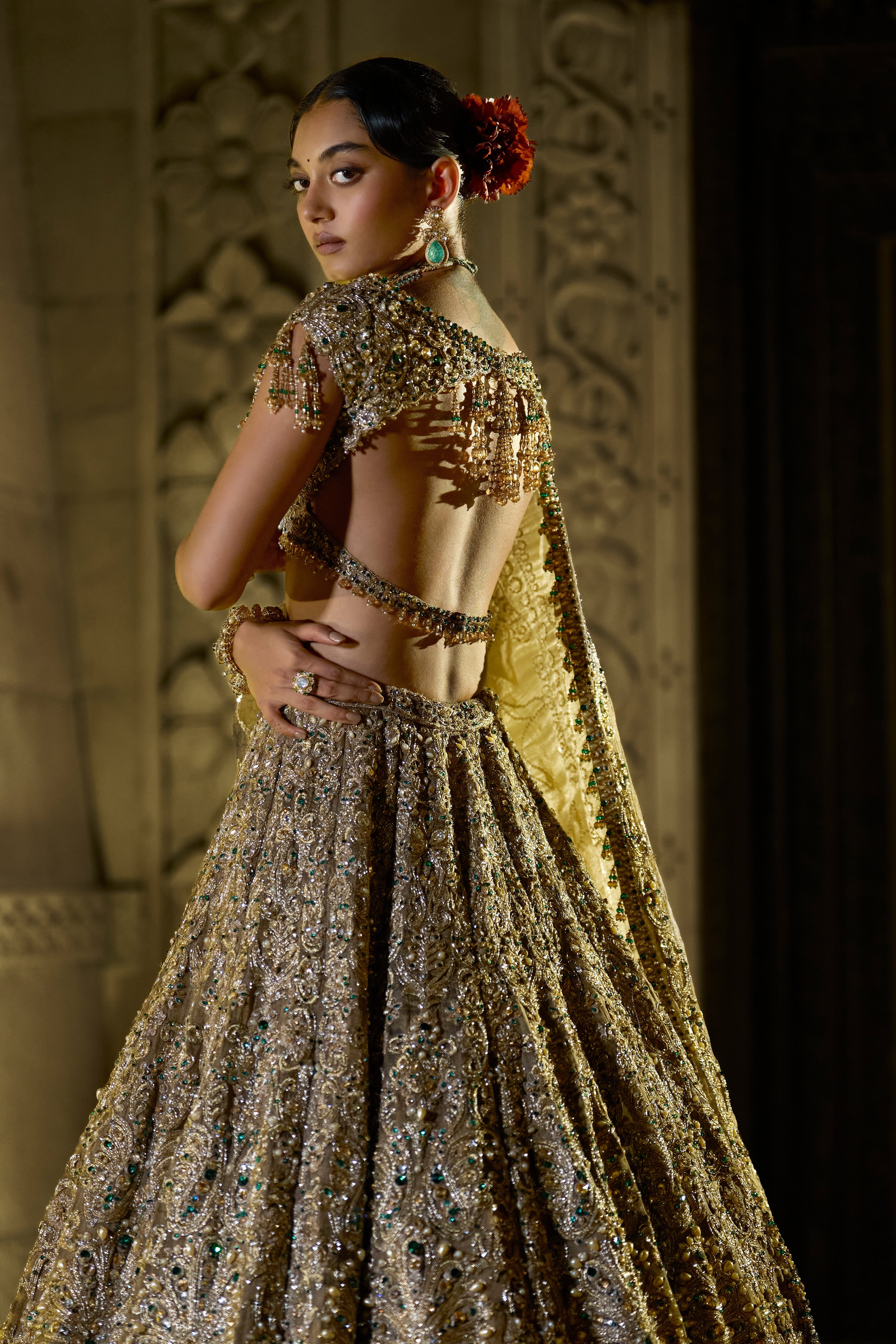 Antique Emerald Lehenga Set
