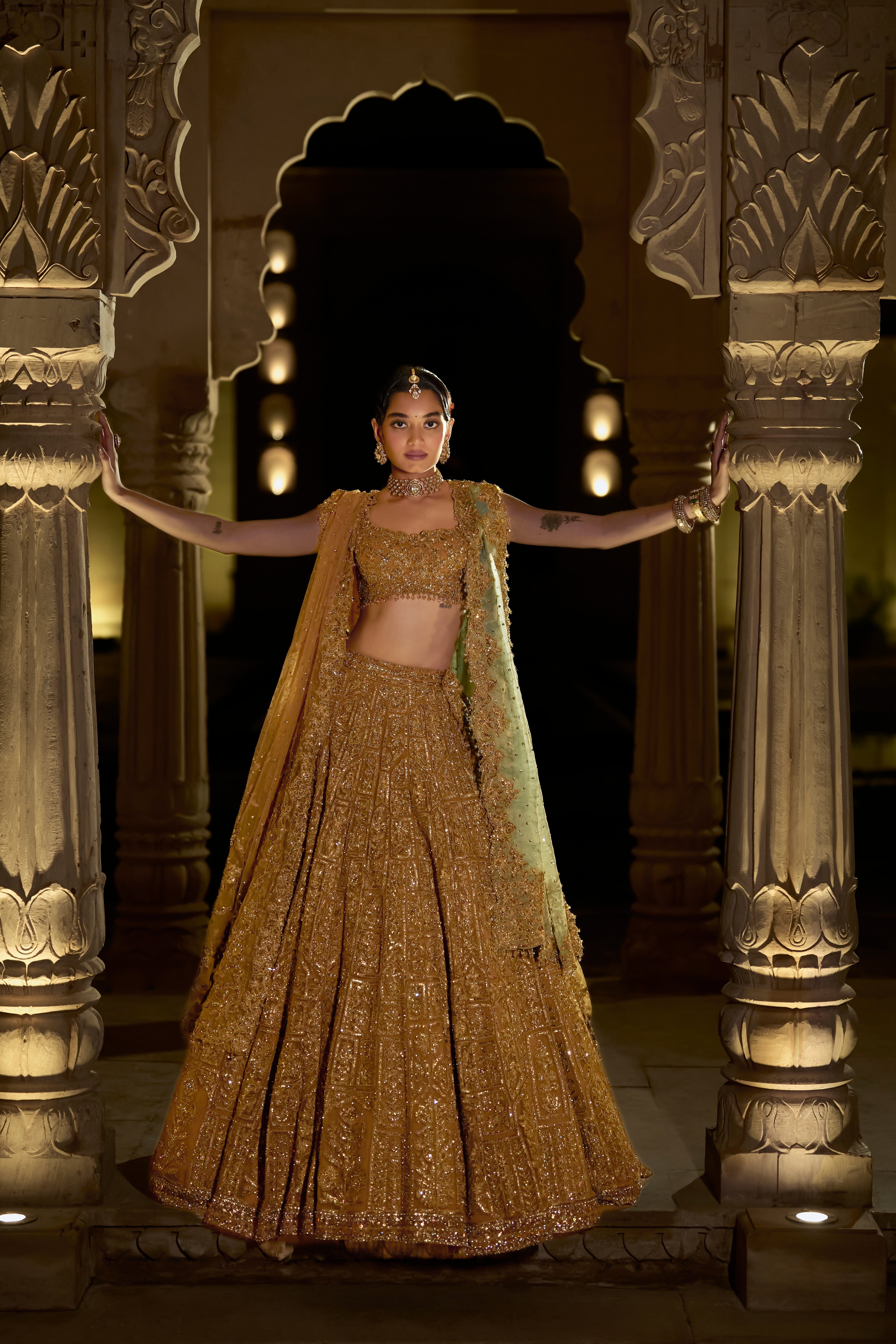 Antique Gold Lehenga Set