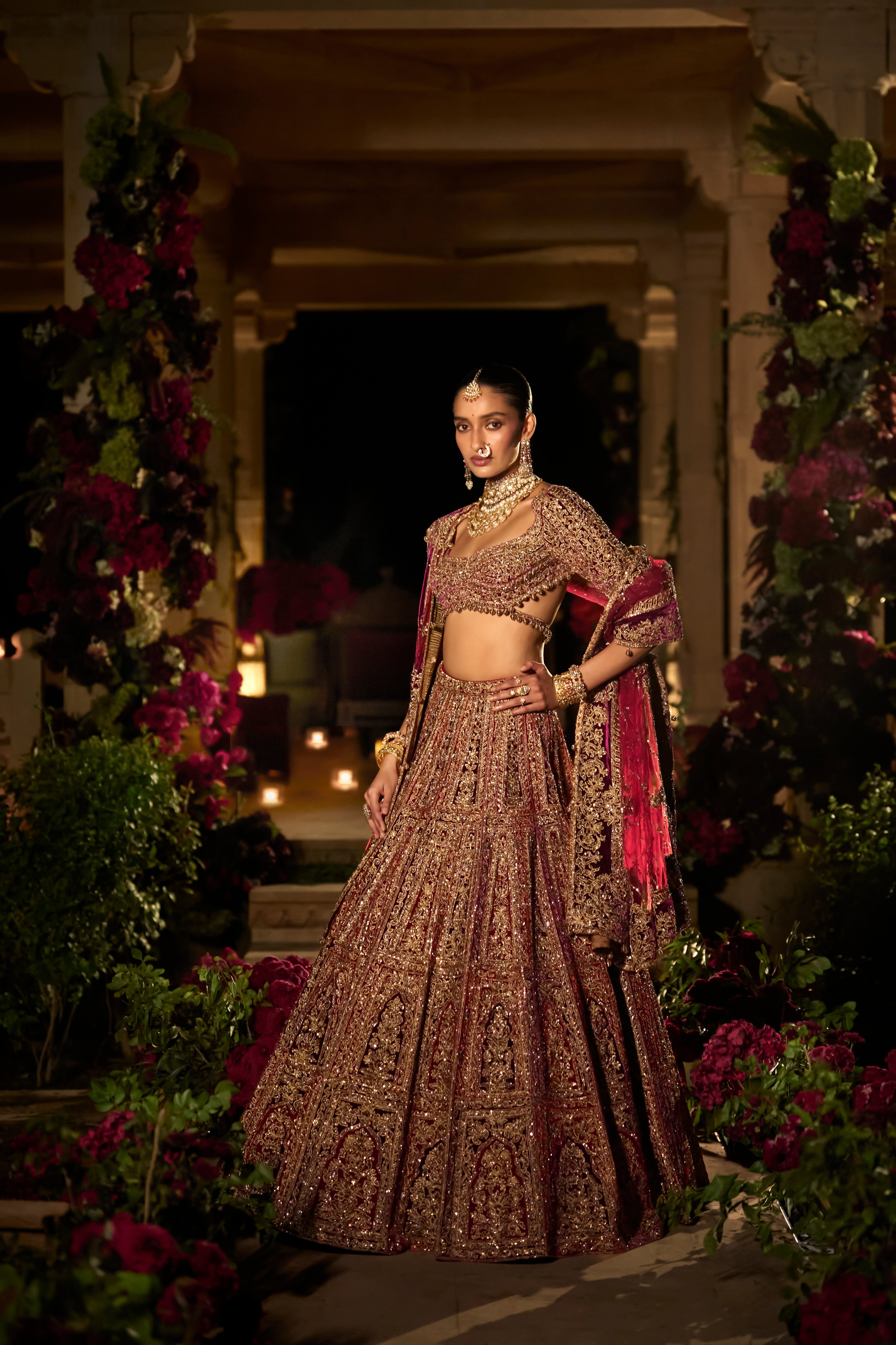 Plum & Maroon Zardosi Lehenga Set