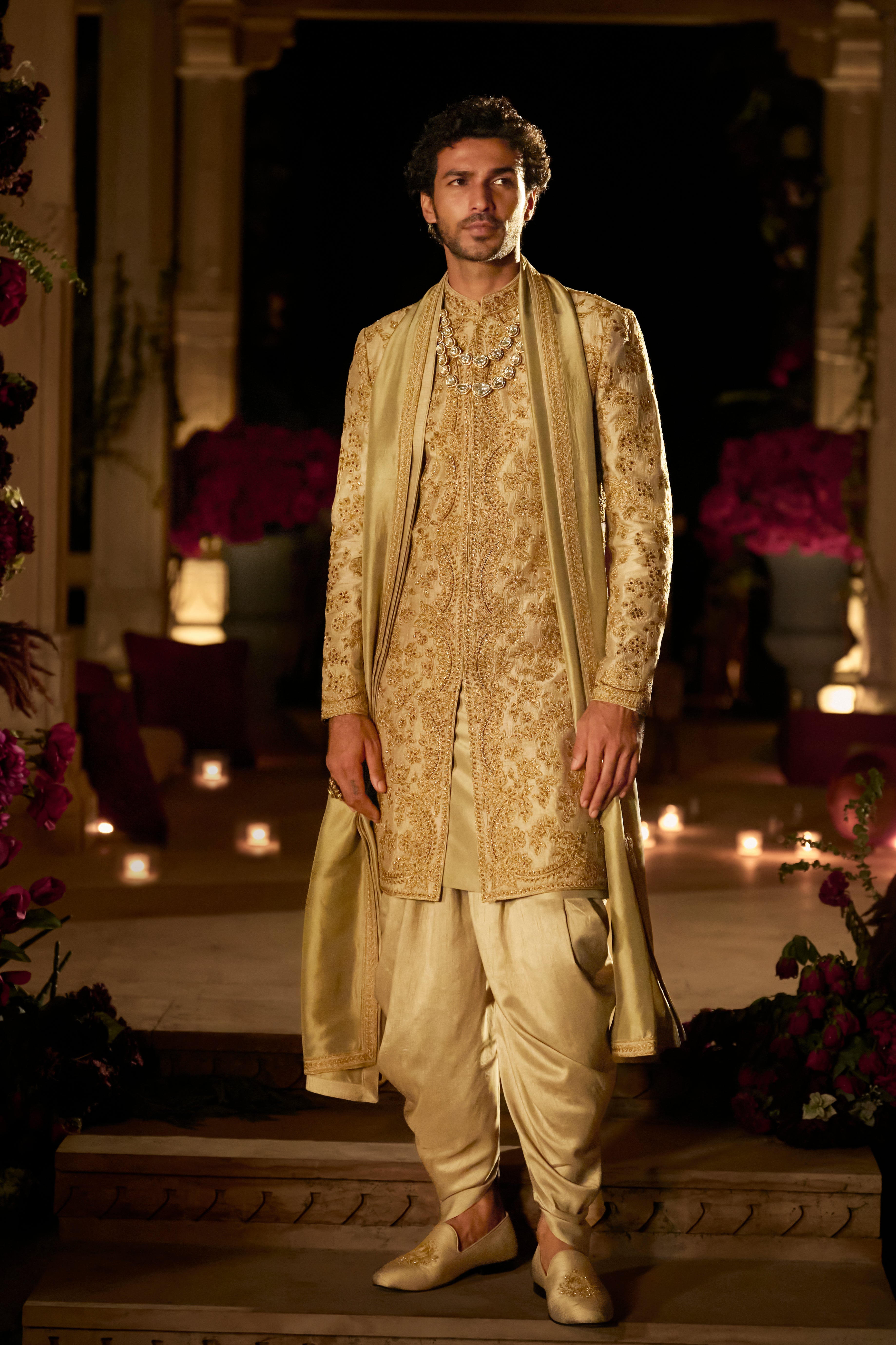 Slate Gold Sherwani Set