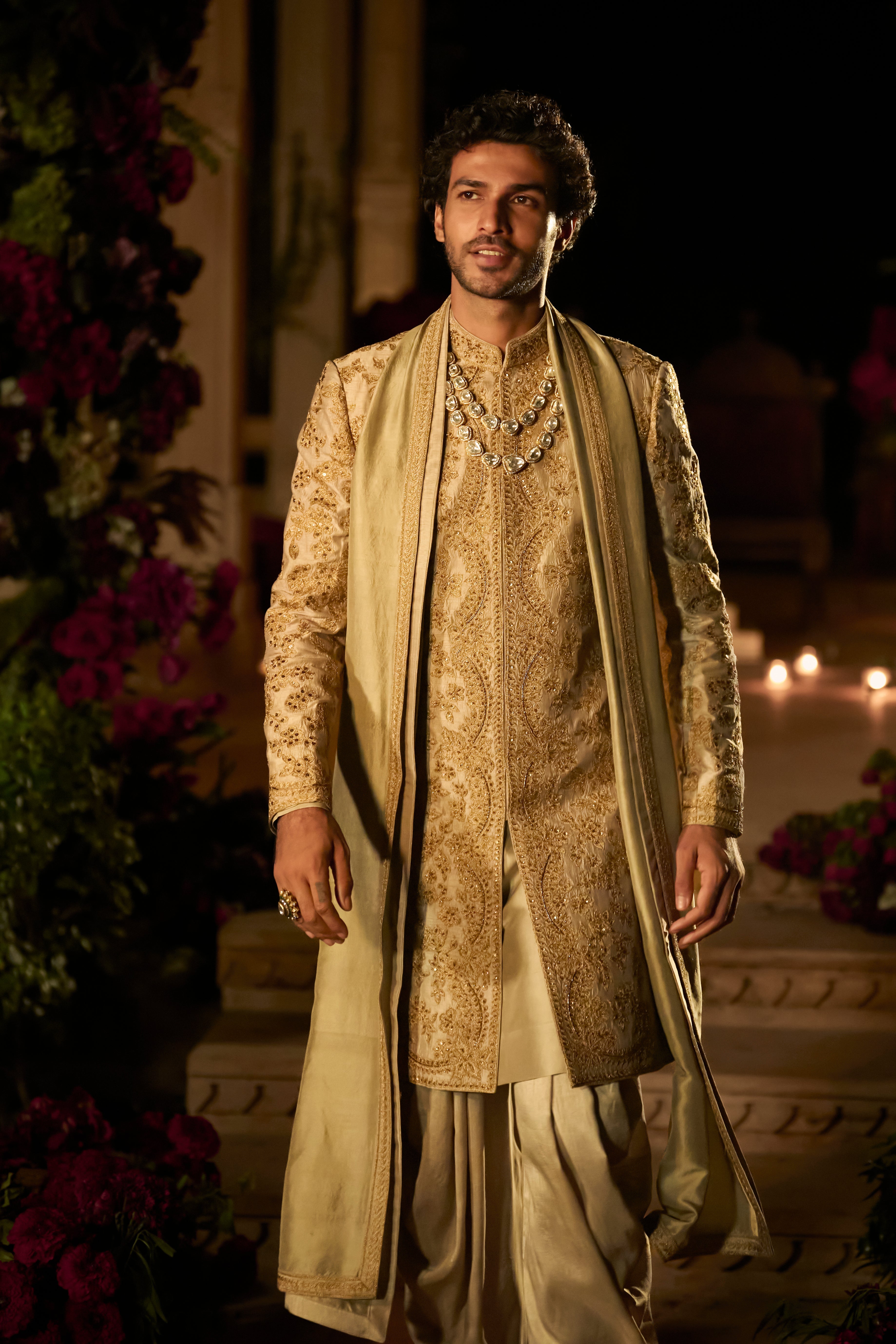Slate Gold Sherwani Set