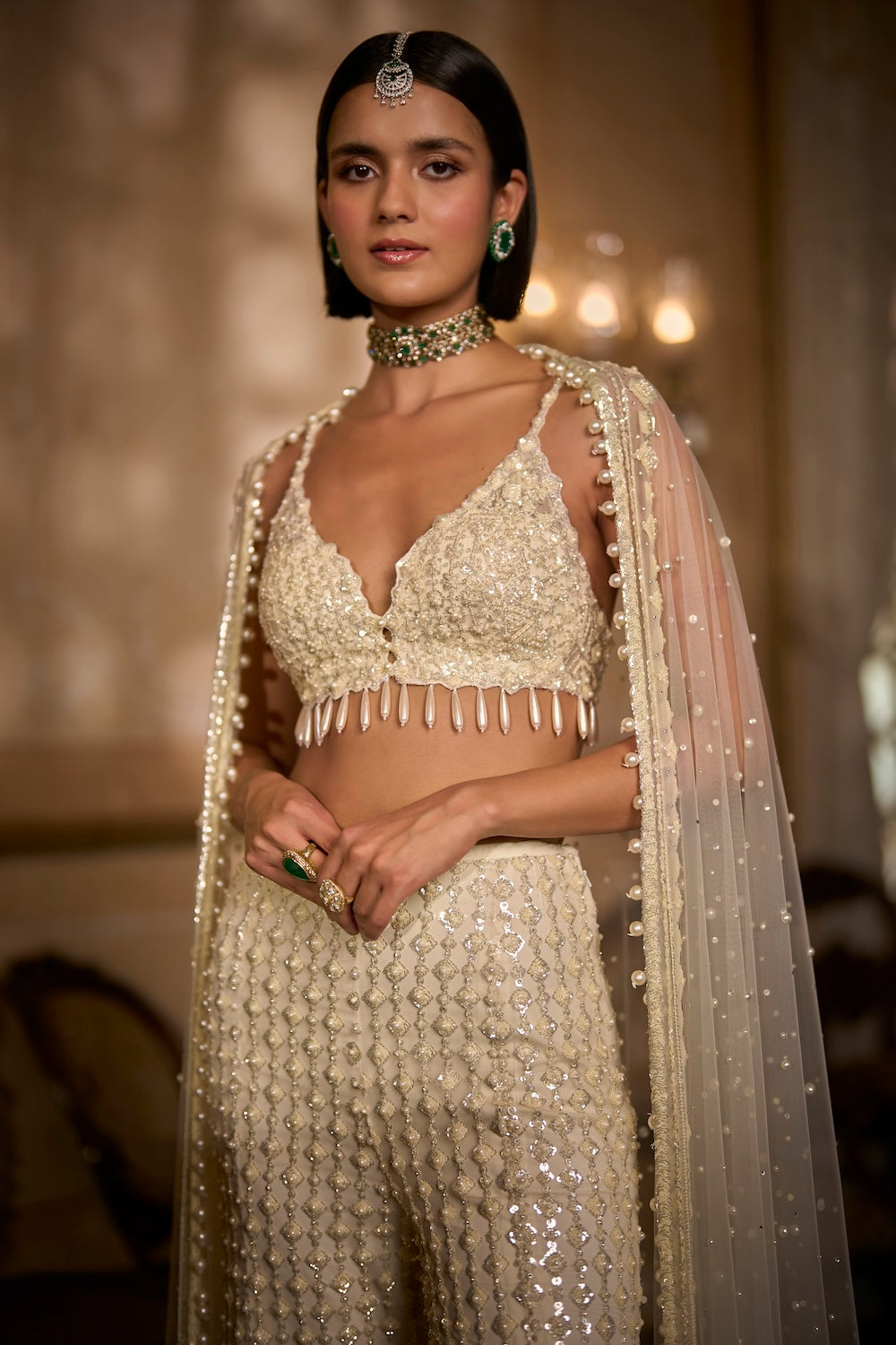 Cream Sharara - Pant Set