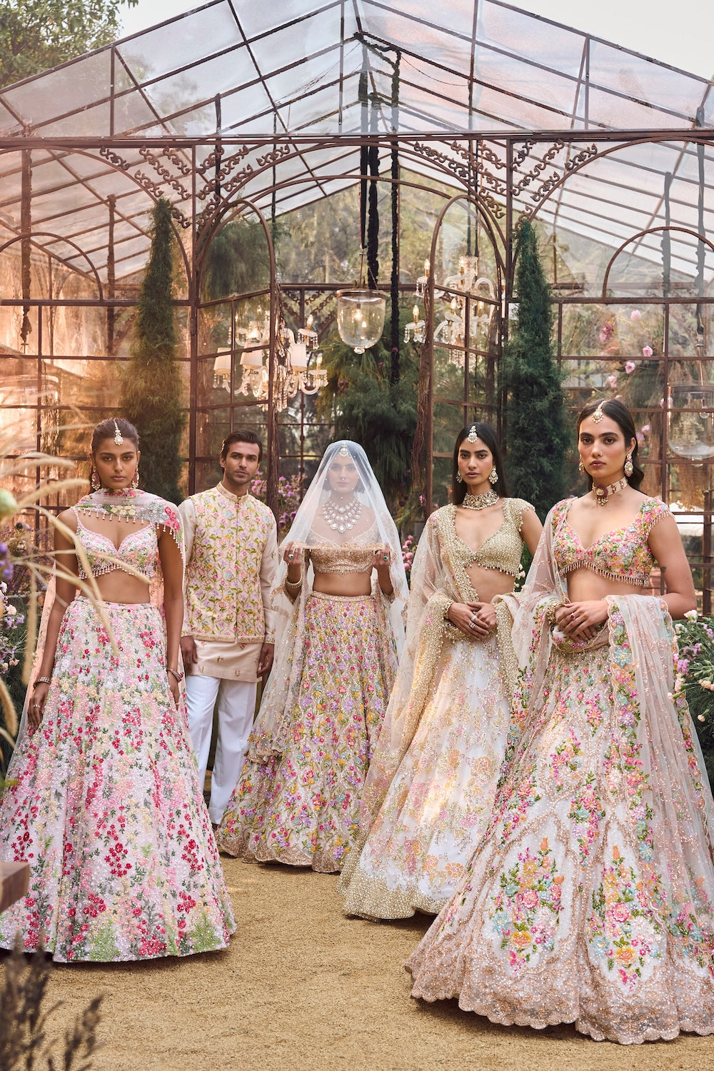 Powder Peach Multi-Coloured Lehenga Set