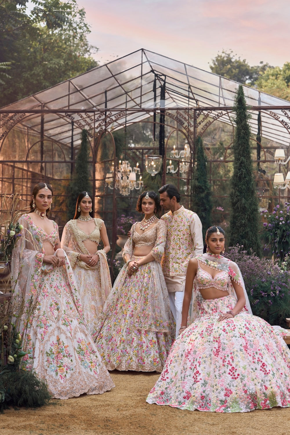 Powder Peach Multi-Coloured Lehenga Set