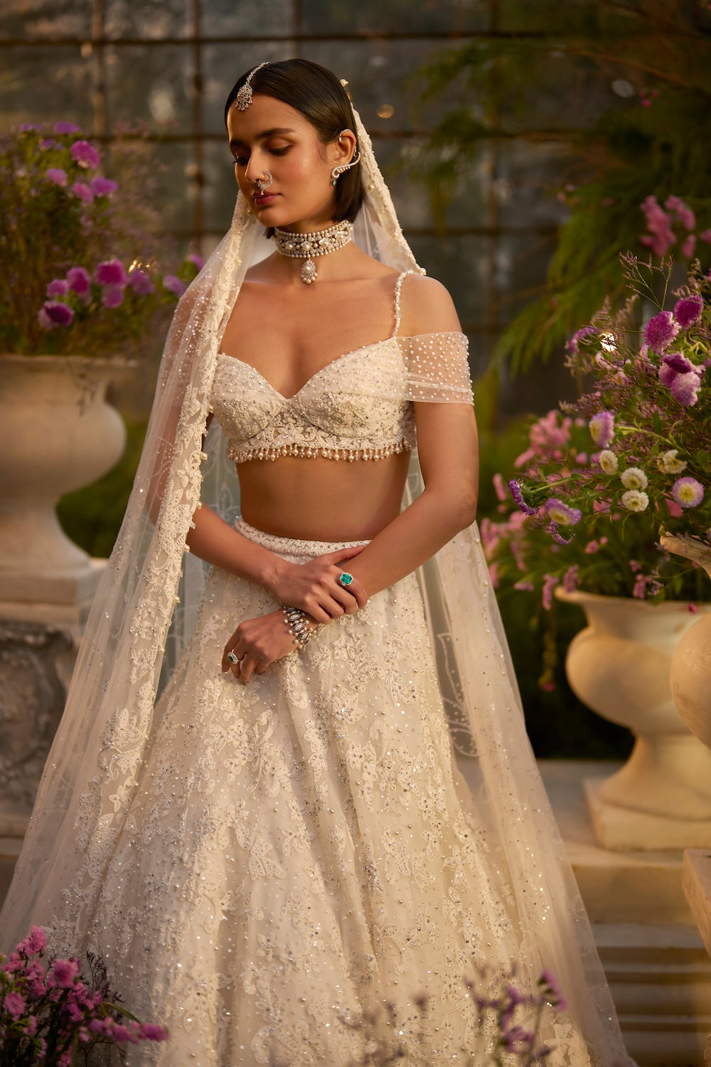Ivory Floral Lehenga Set