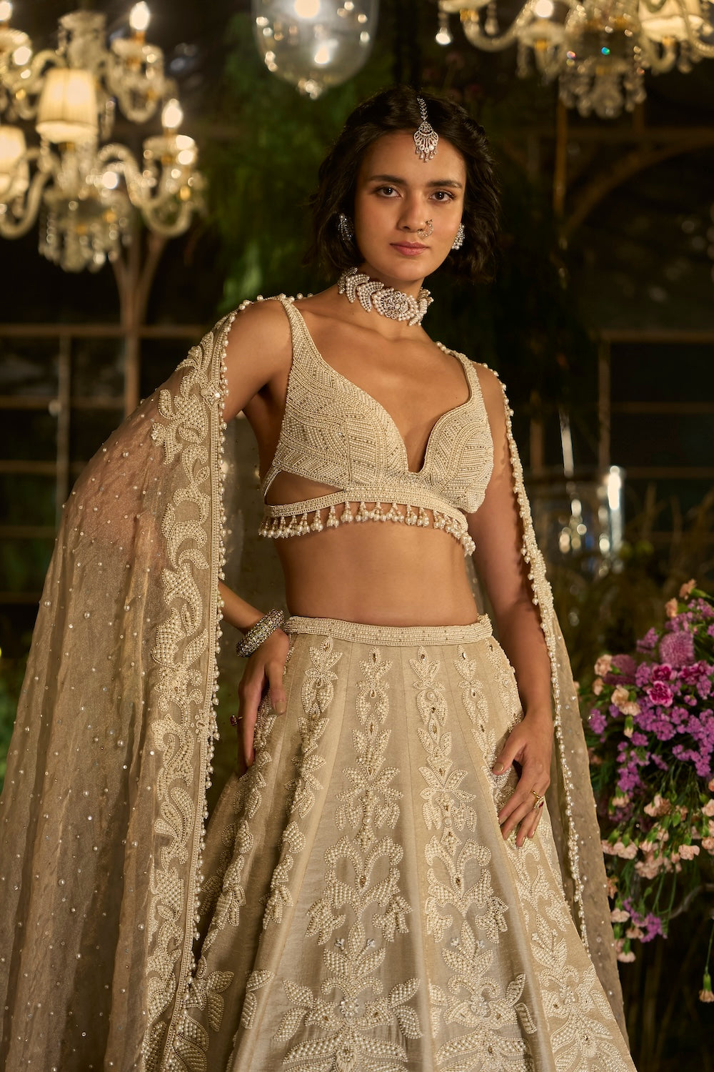 Champagne Pearl Lehenga Set
