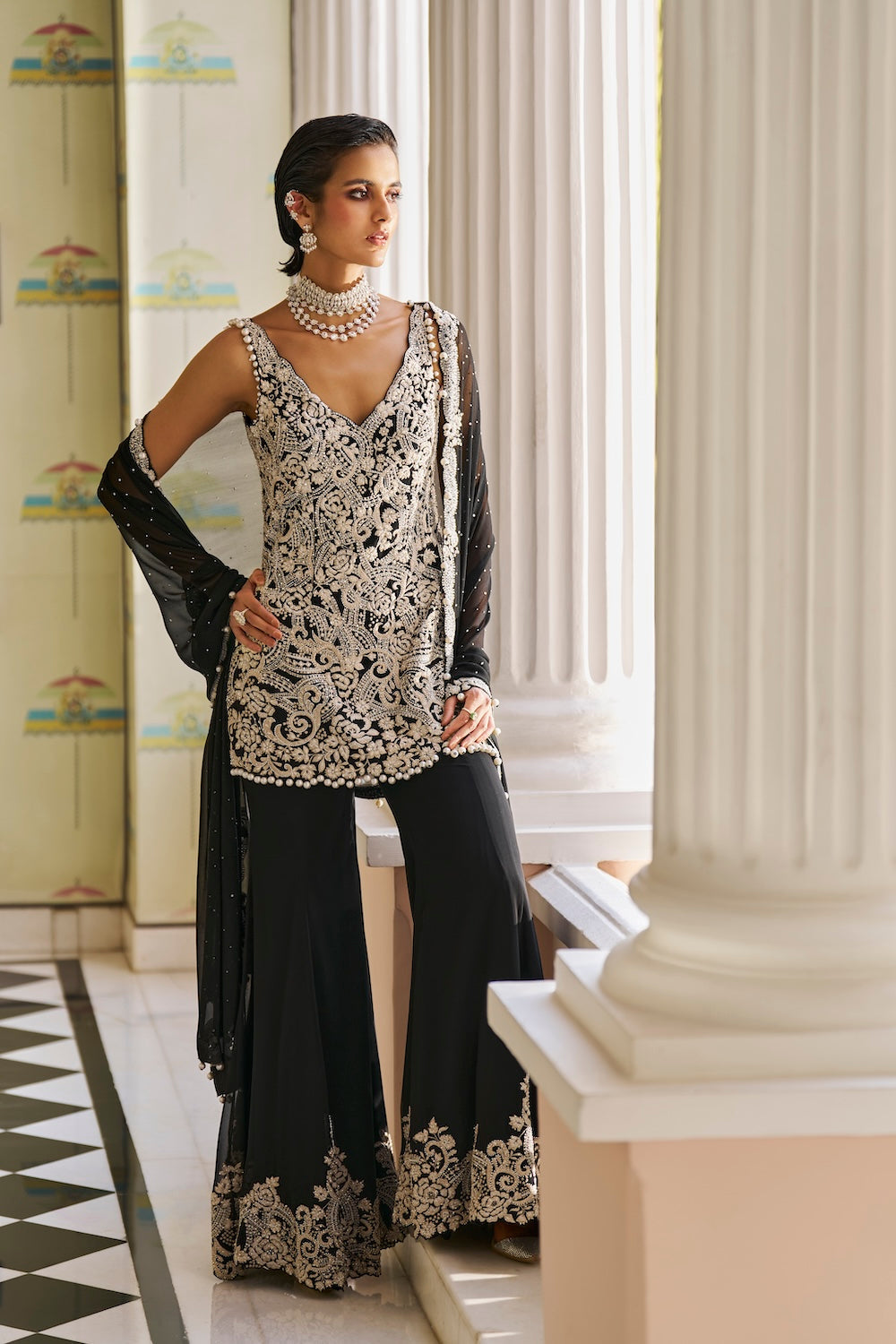 Anaita Shroff Adajania In Black Pearl Sharara Set