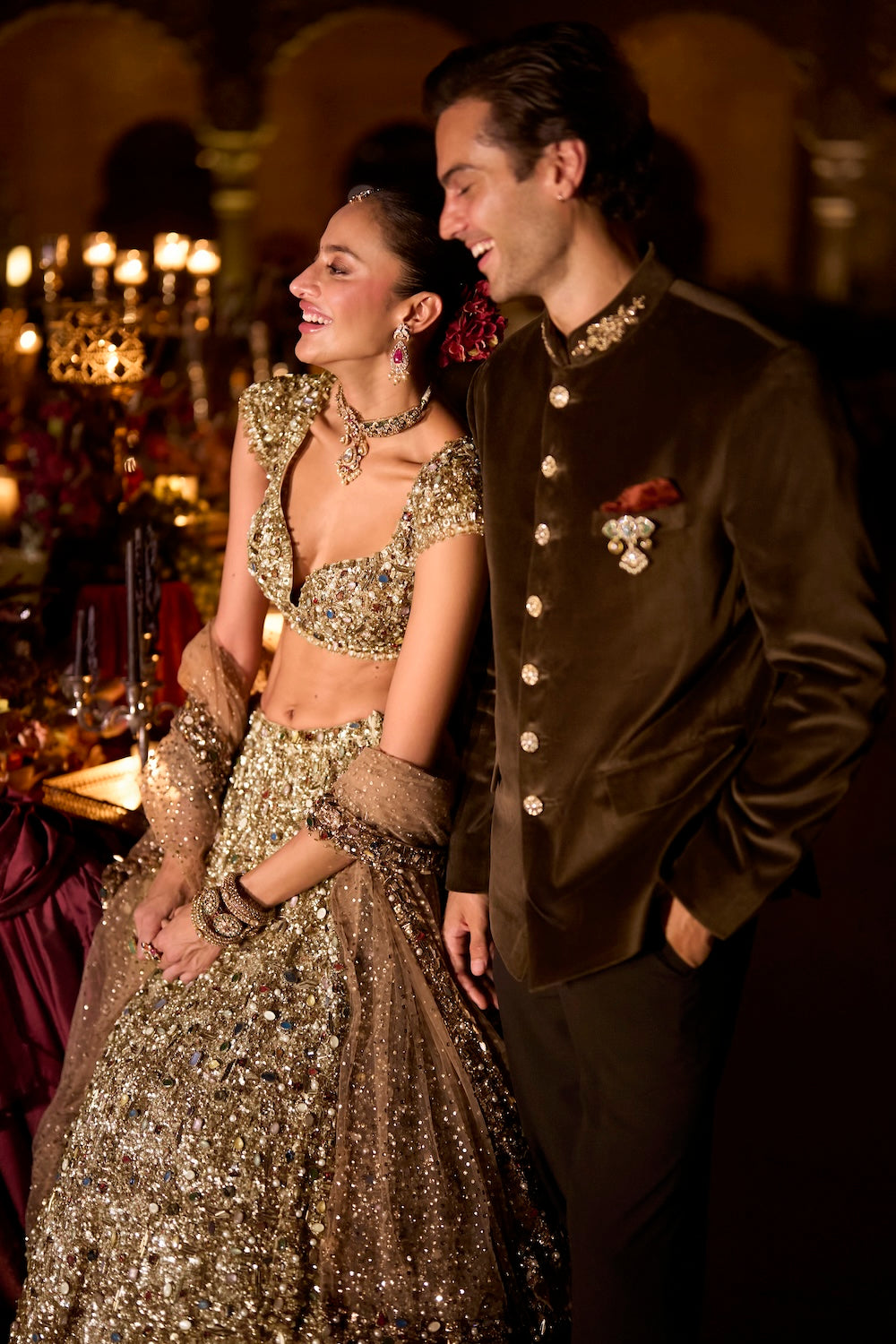 Antique Gold Jeweled Lehenga Set