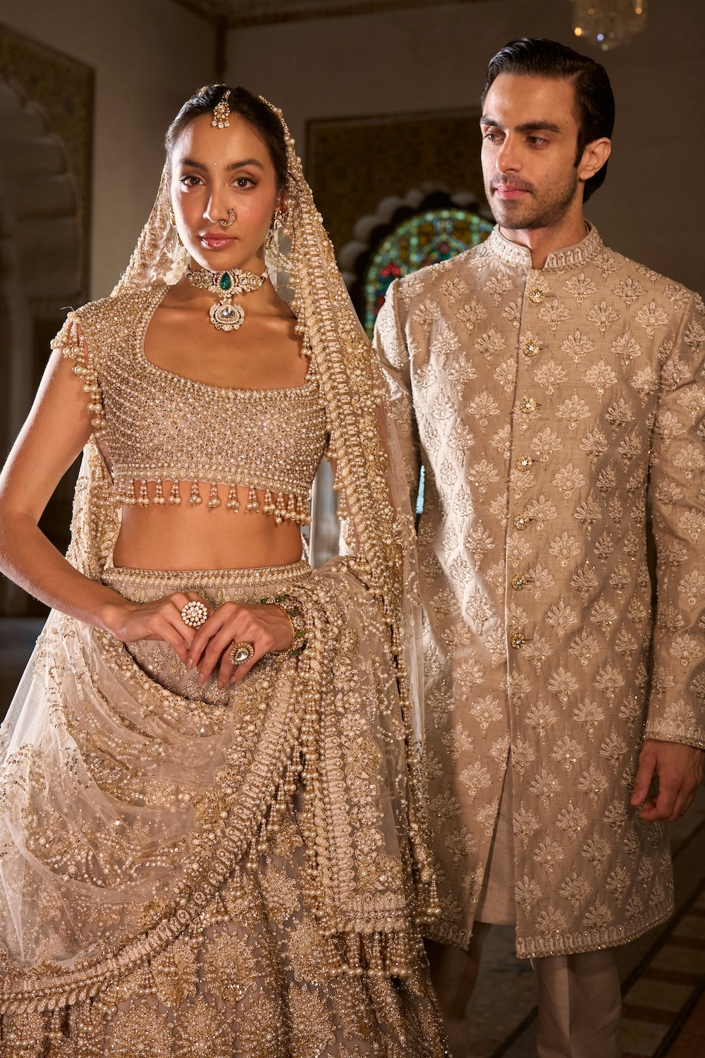 Champagne Pearl Lehenga Set