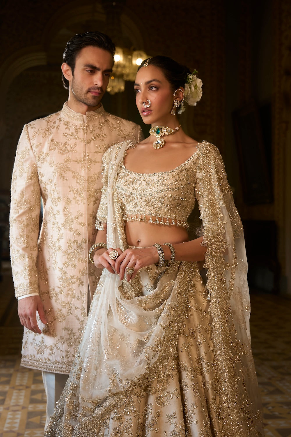 Beige Zardosi Lehenga Set