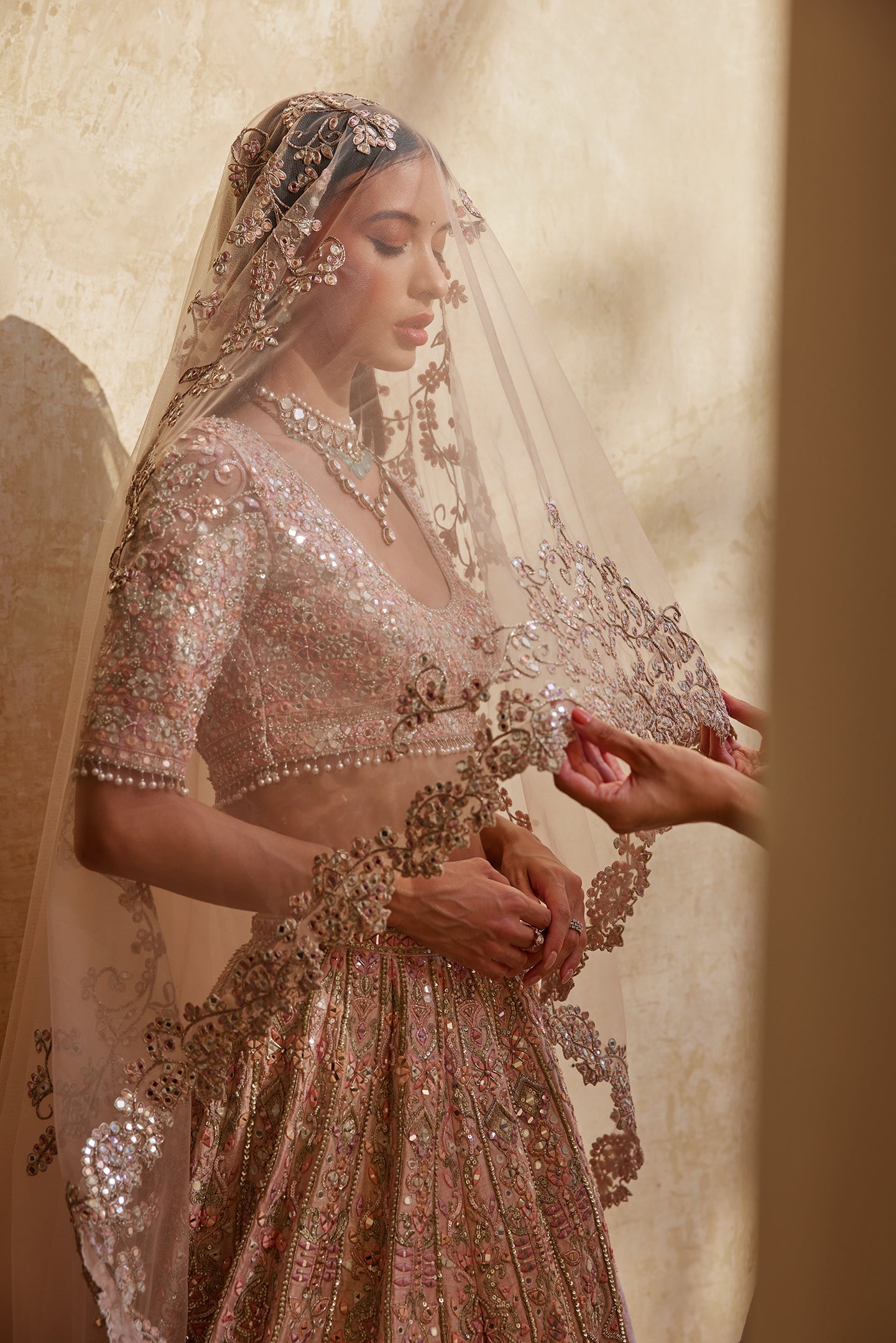 Rose Pink Mirror Lehenga