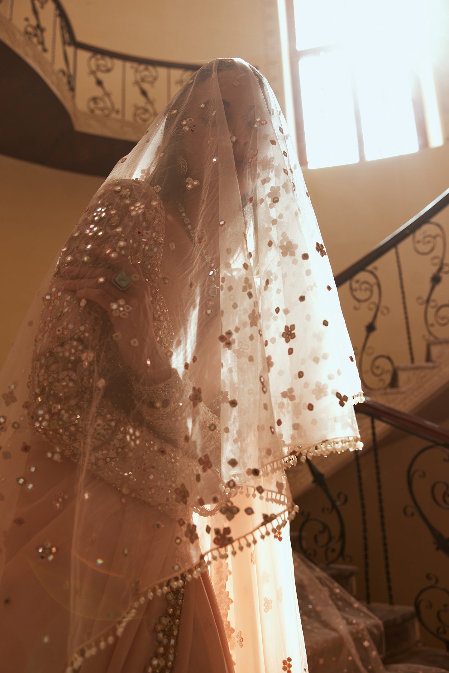 Pre-Drape Peach Organza Saree