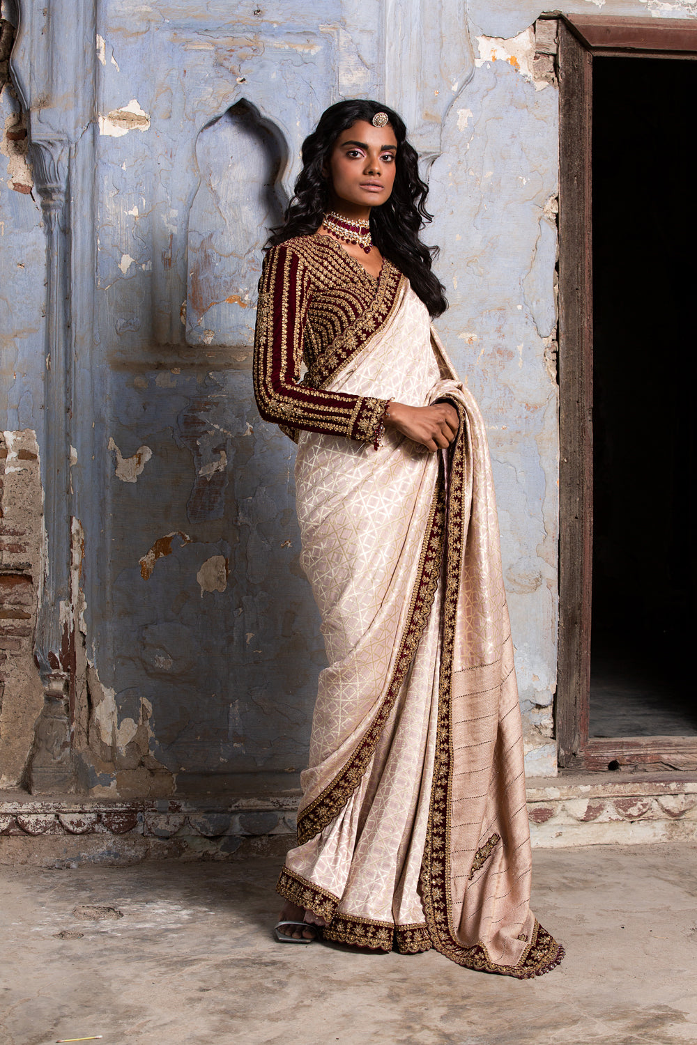 Blush Pink Monga Saree