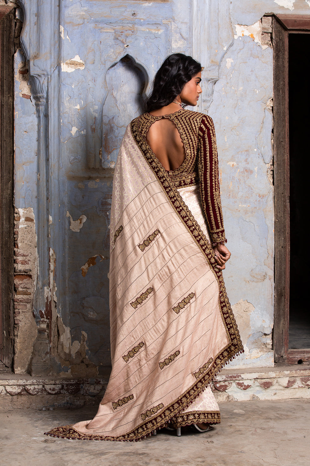 Blush Pink Monga Saree