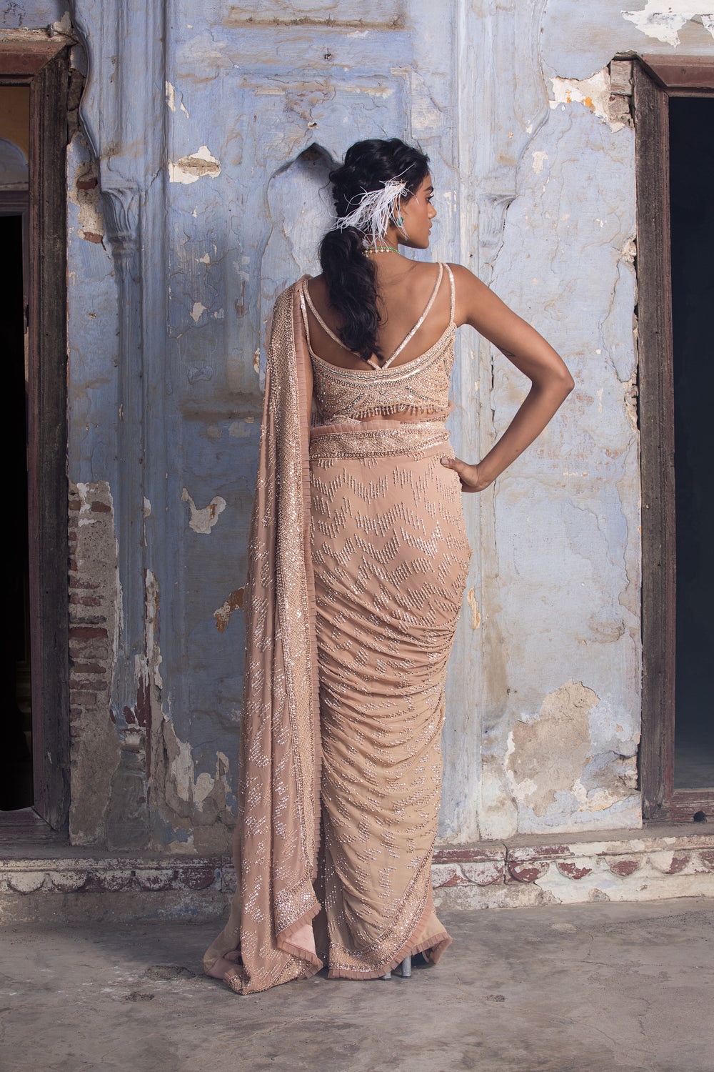 Beige Georgette Ombre Saree