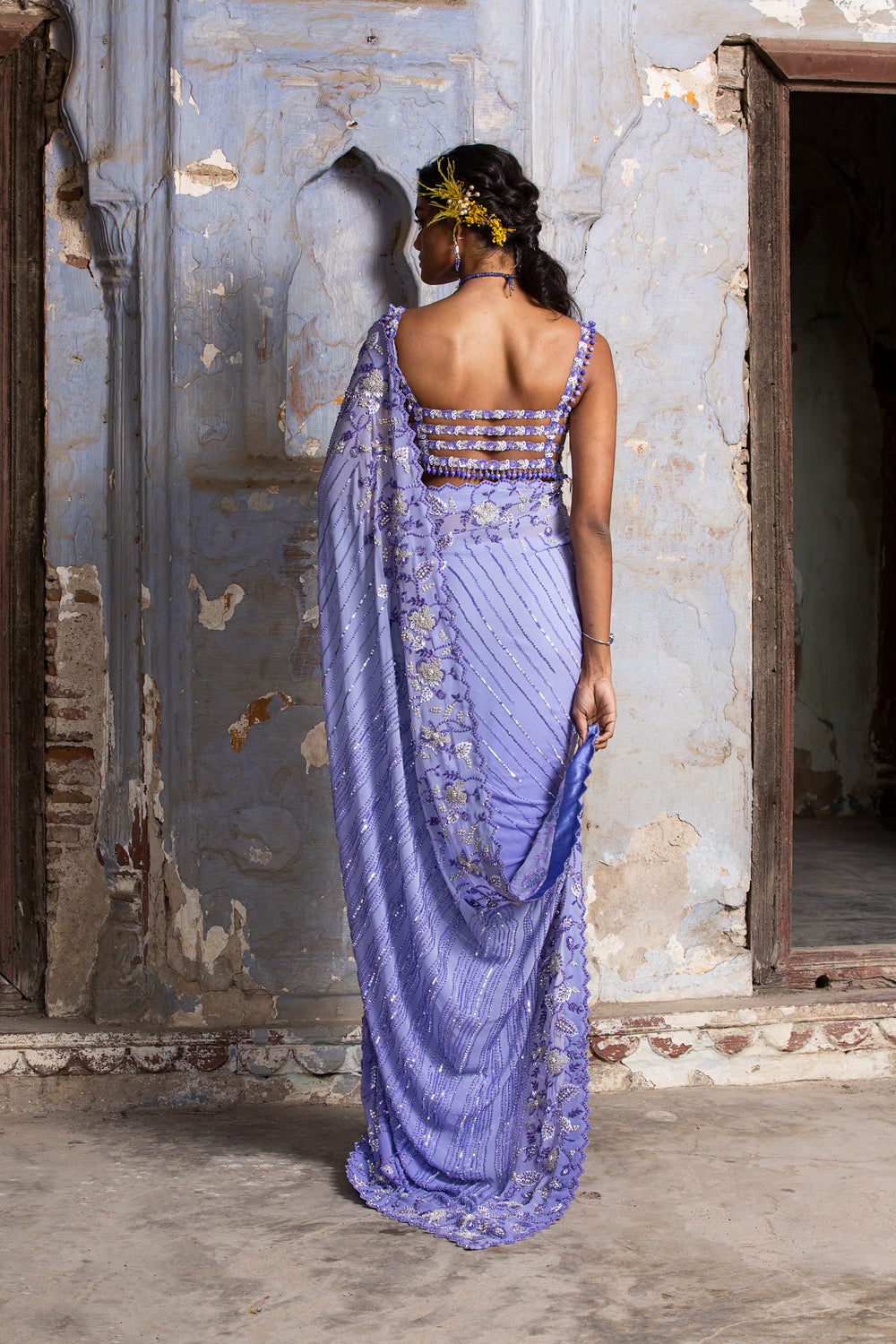 Ink Blue Ombre Saree