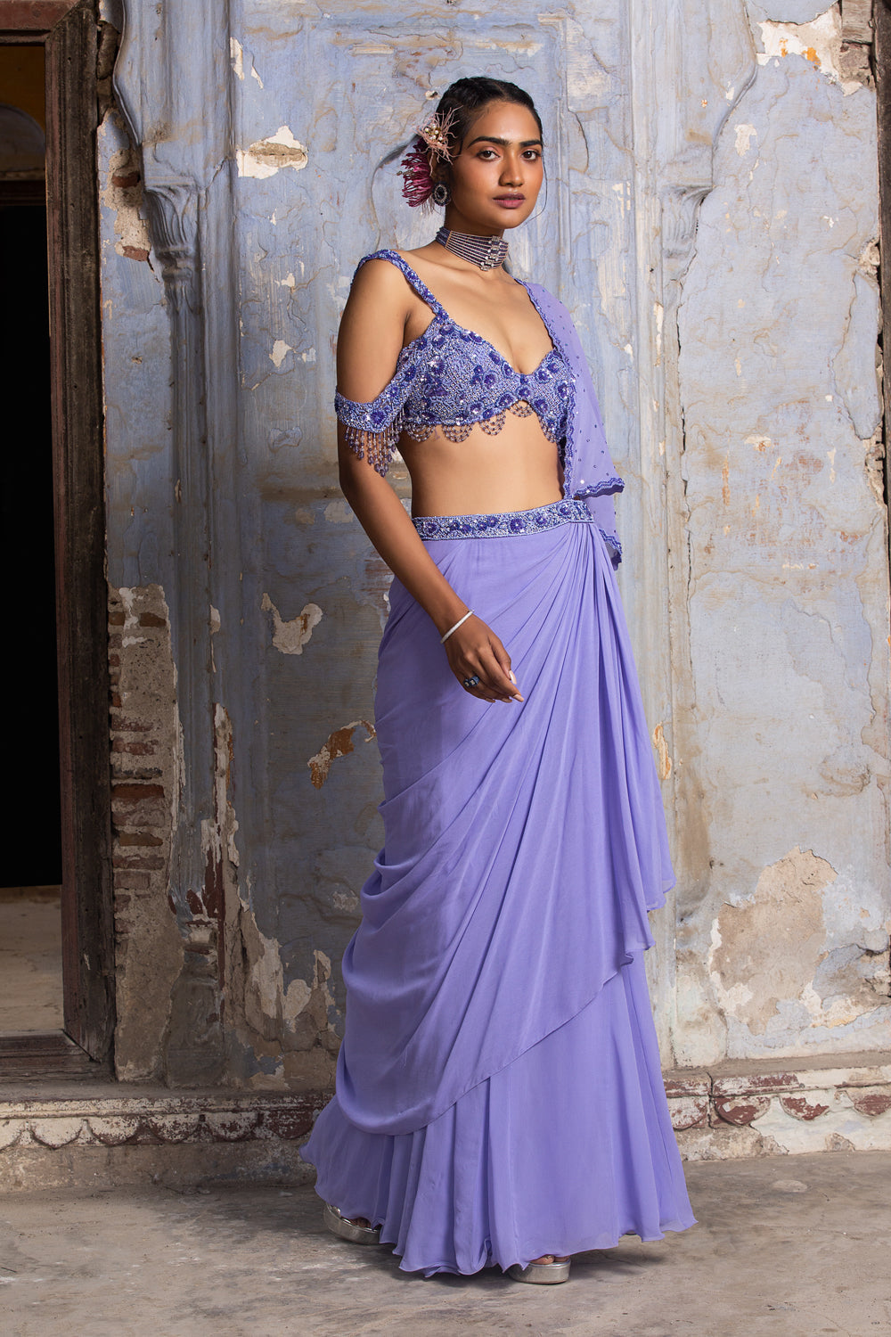 Lilac Drape Saree