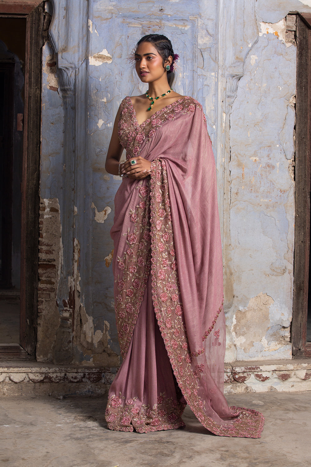 Rose 3D Work Saree