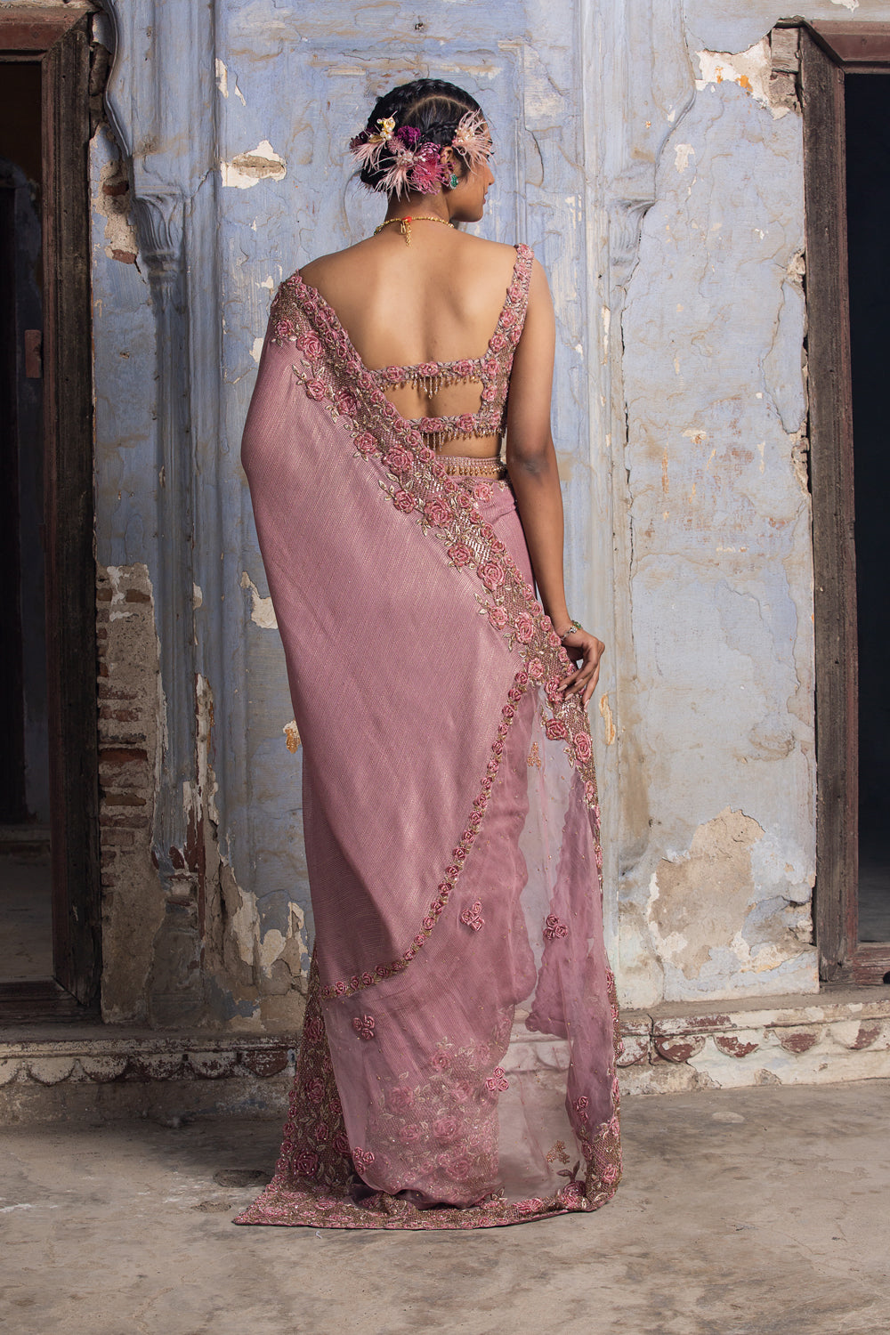 Rose 3D Work Saree