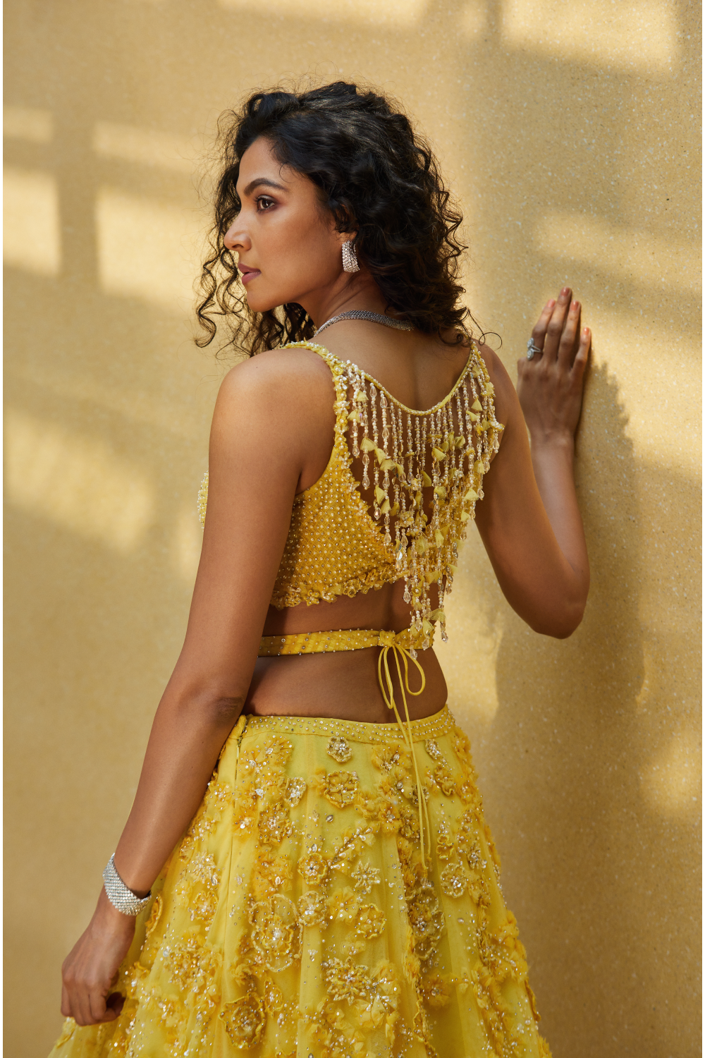 Jwala Gutta In Three-Dimensional Yellow Floral Lehenga Set