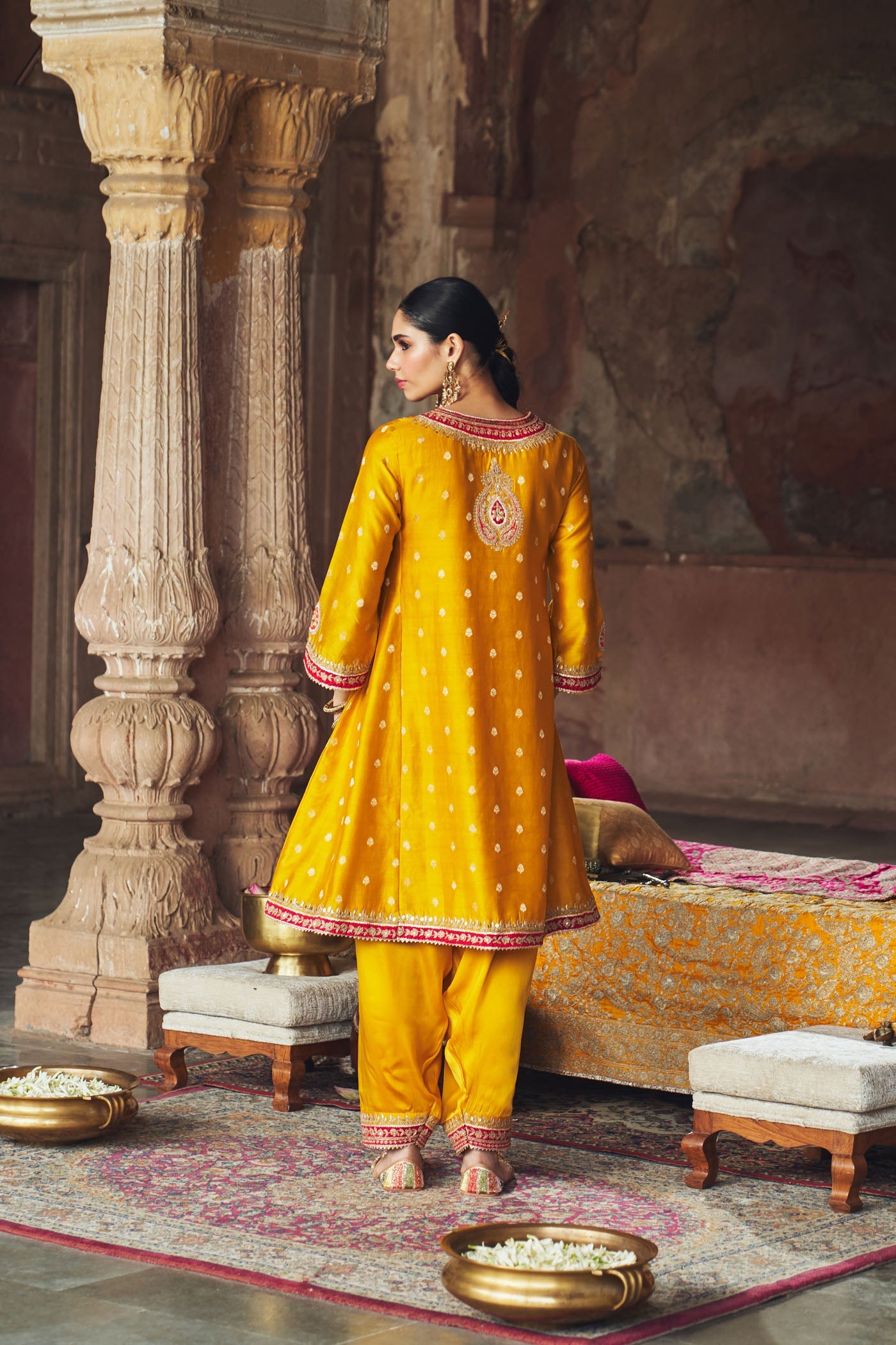 Hafsa - Heirloom Mustard Chauga With Salwar