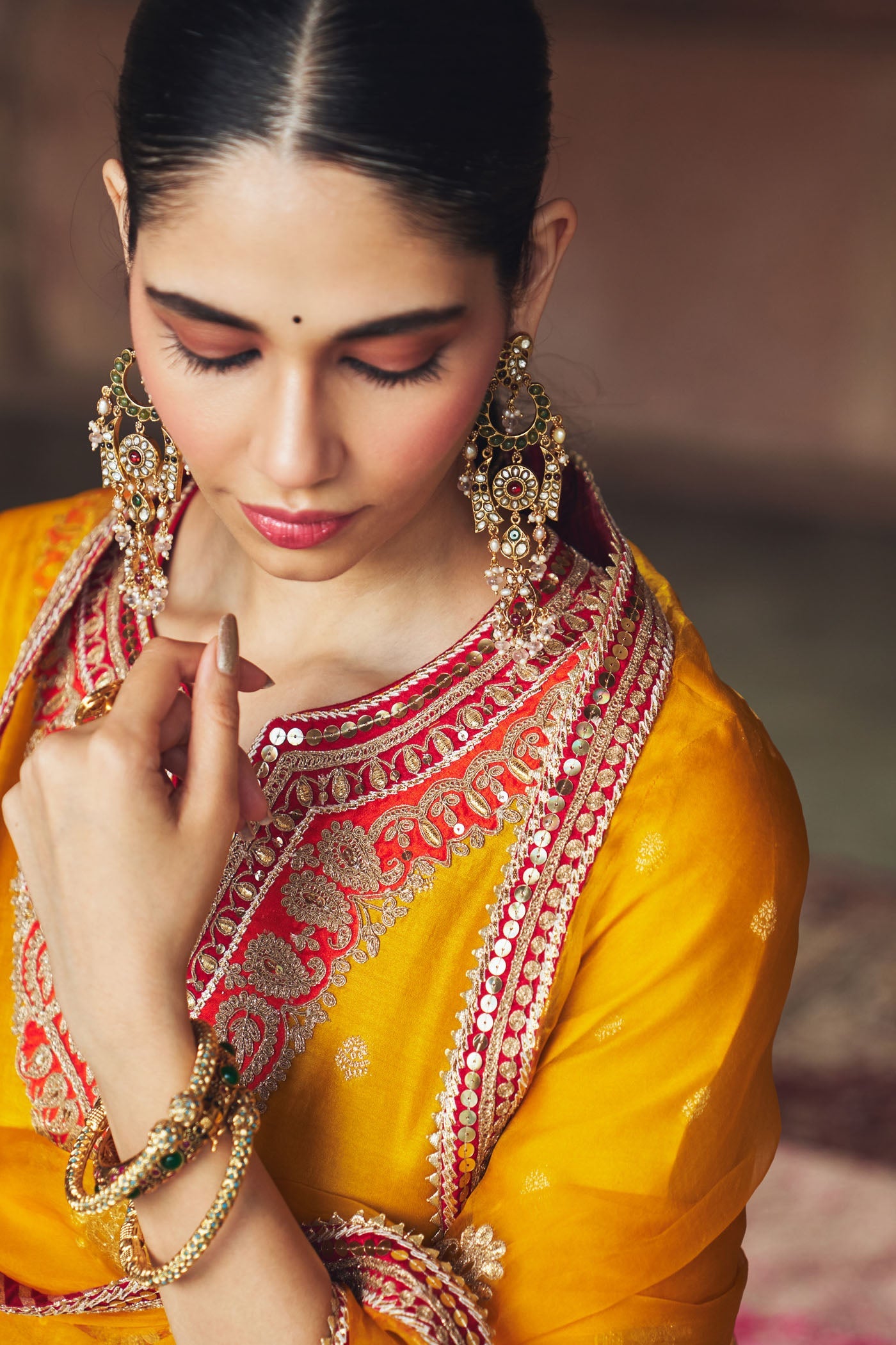Divya Bhathela In Hafsa - Heirloom Mustard Chauga With Salwar