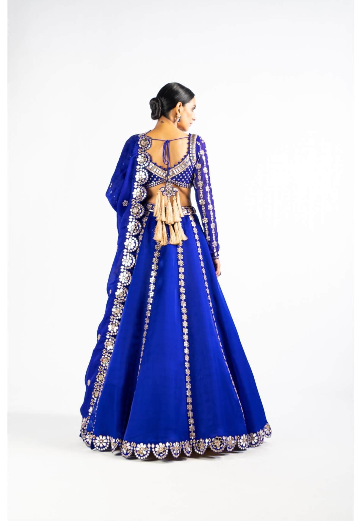 Vvani Vats,VAAW LH 2204,Royal Blue Embellished Blouse And Lehenga Set