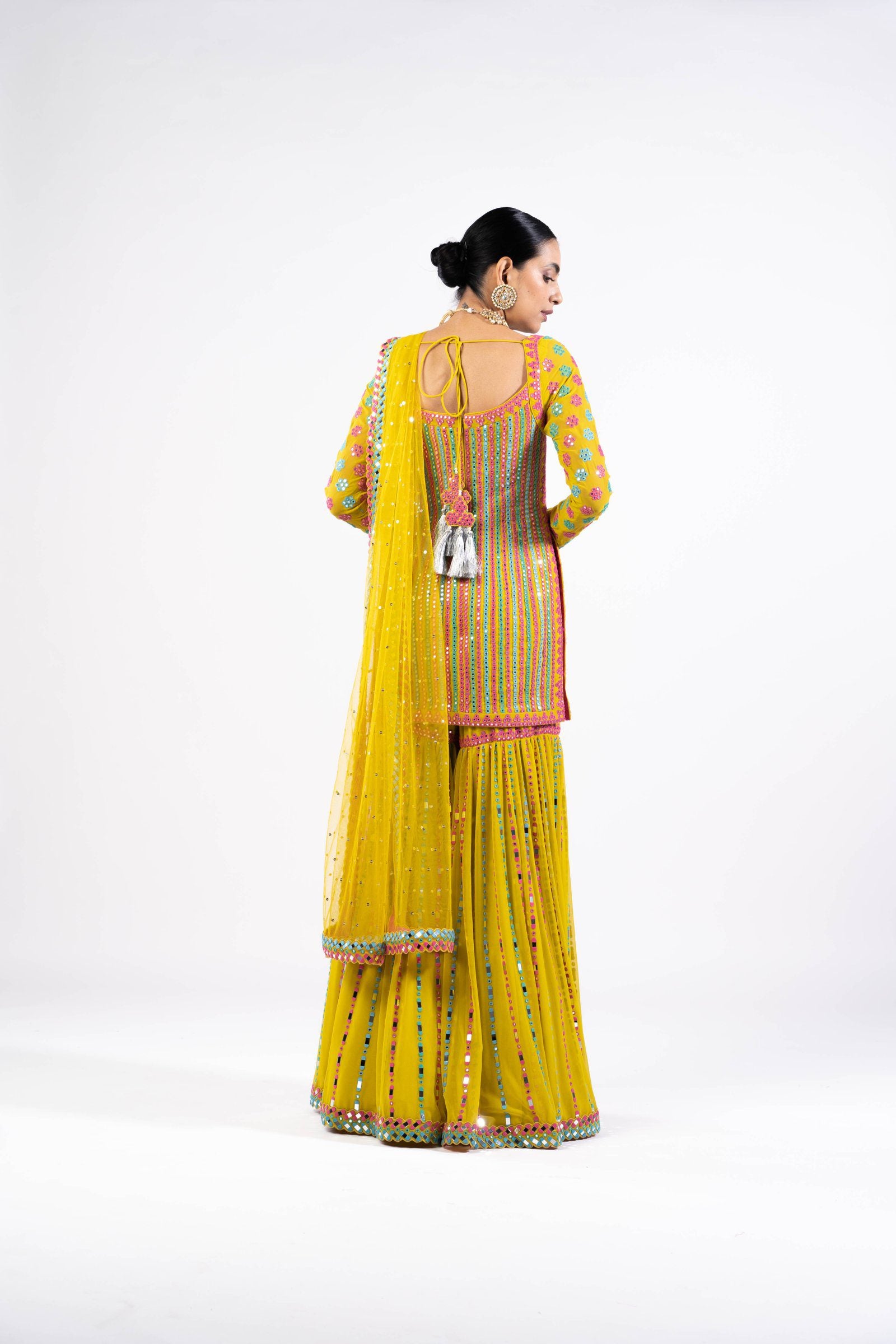 Vvani Vats,VASS KSH 2301,Multi Color Moss Green Sharara Set