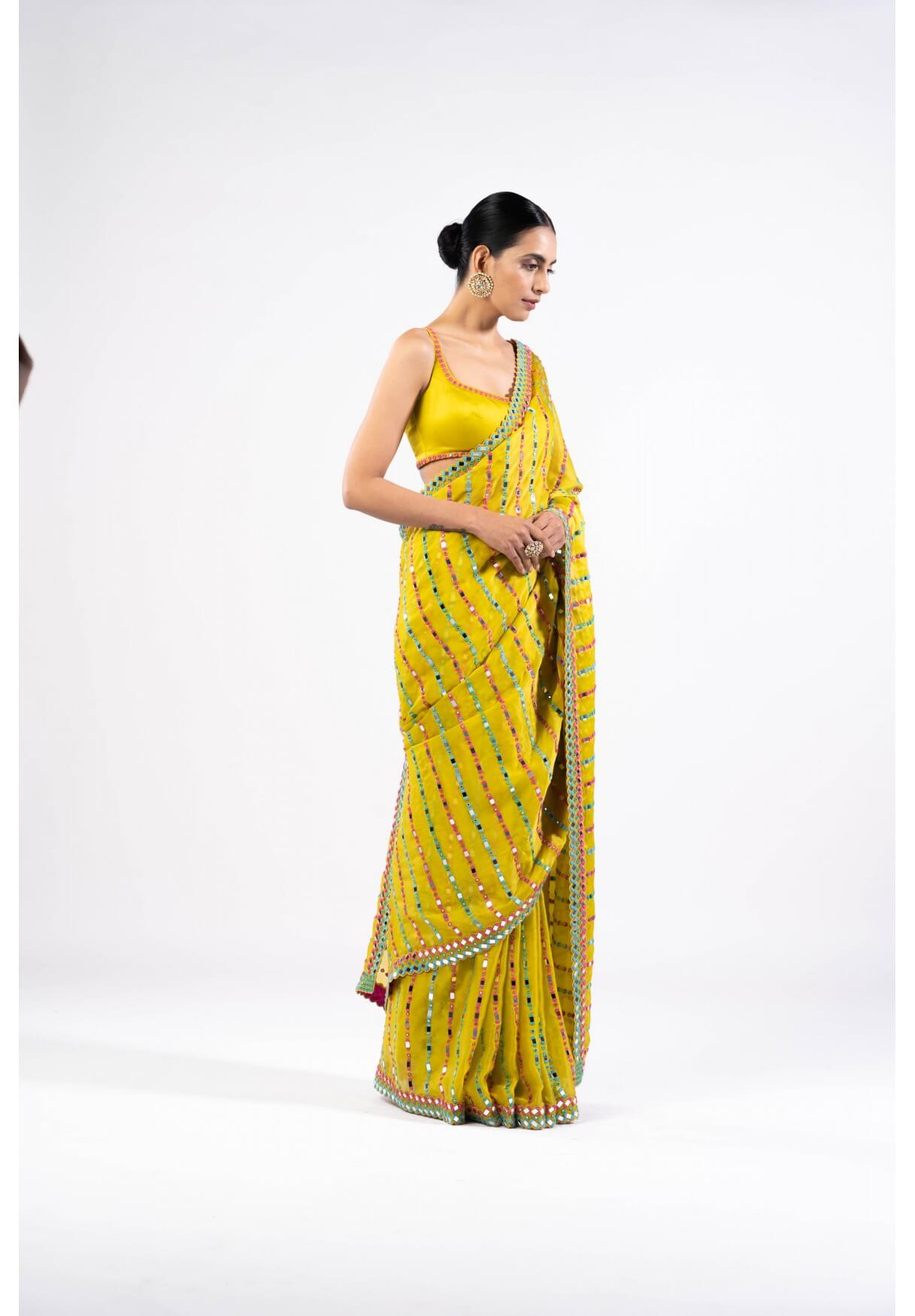 Vvani Vats,VASS SR 2302,Moss Green Mirror Saree