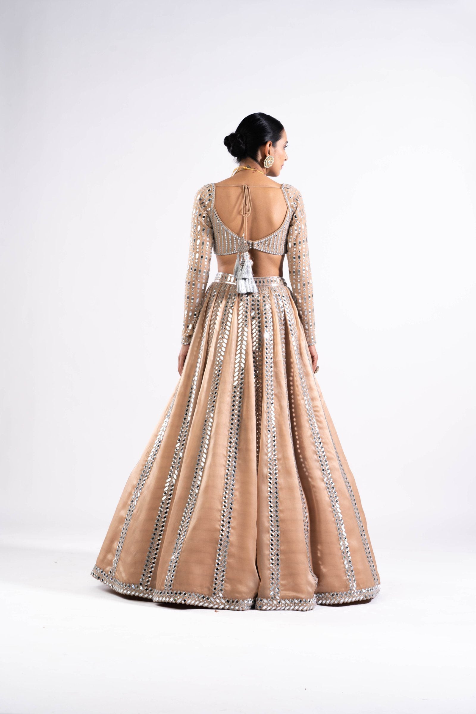 Vvani Vats,VASS LH 2326,Beige Mirror Seam Lehenga With Mirror Blouse