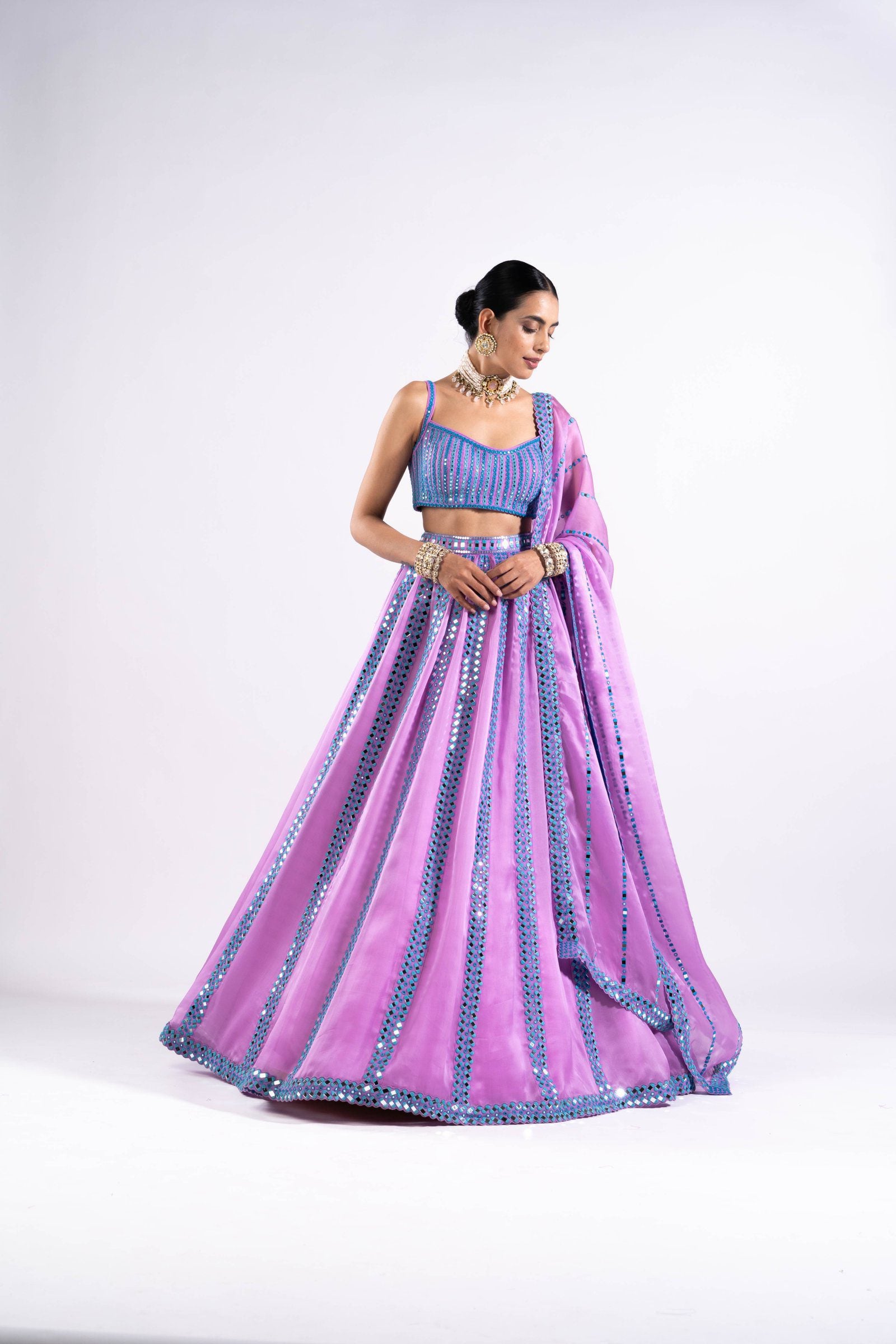 Vvani Vats,VASS LH 2346,Mauve Mirror Seam Lehenga Set