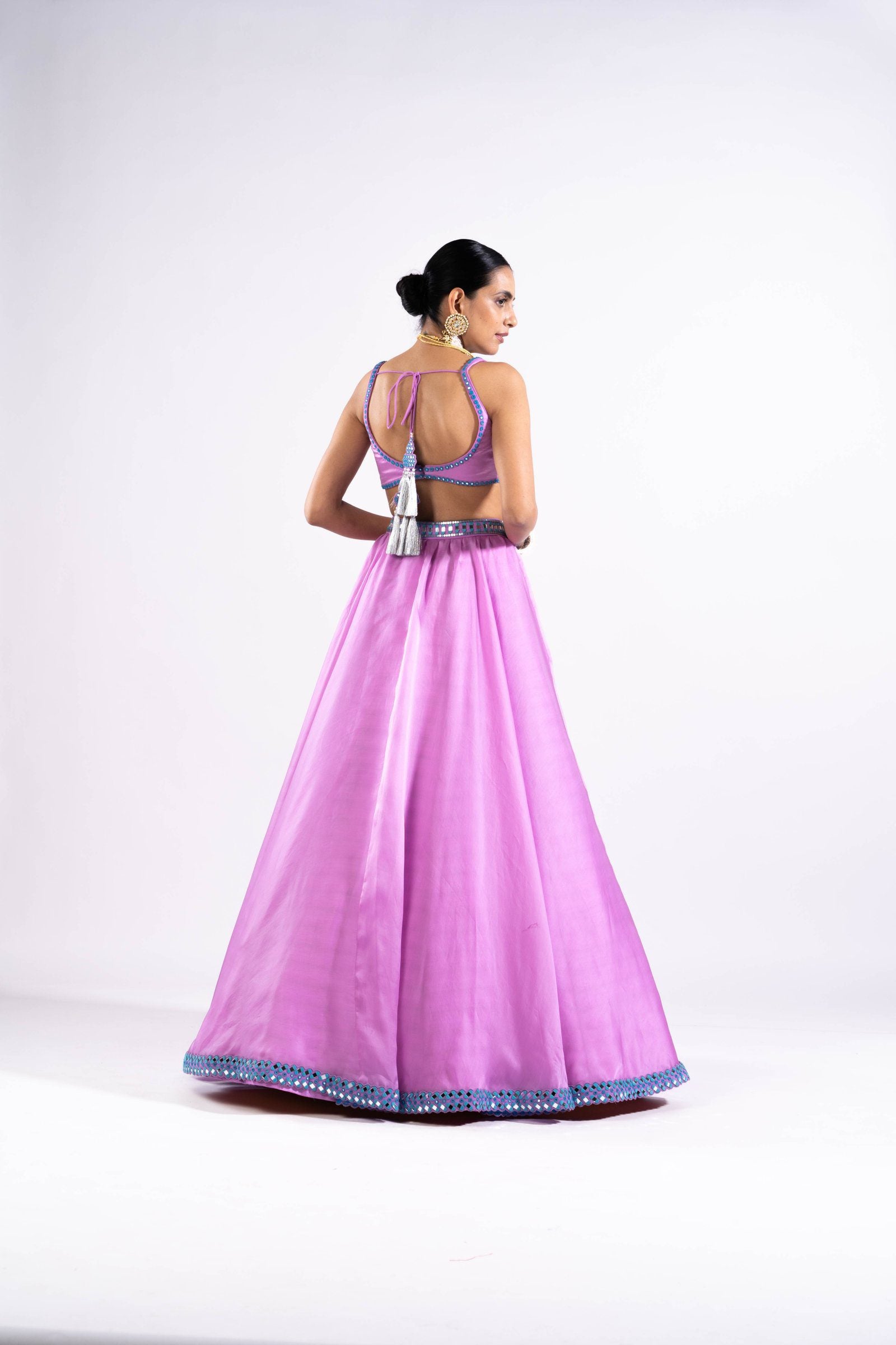 Vvani Vats,VASS LH 2350,Mauve Satin Organza Lehenga Set