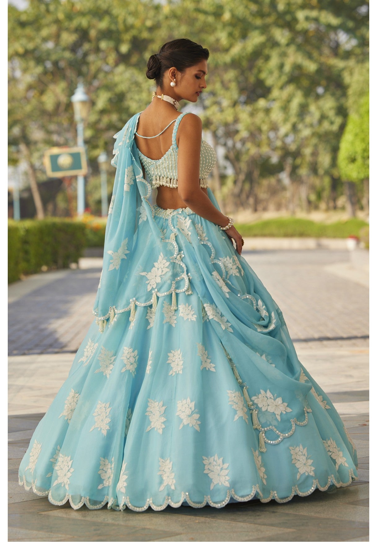 Blue Flower Lehenga Set