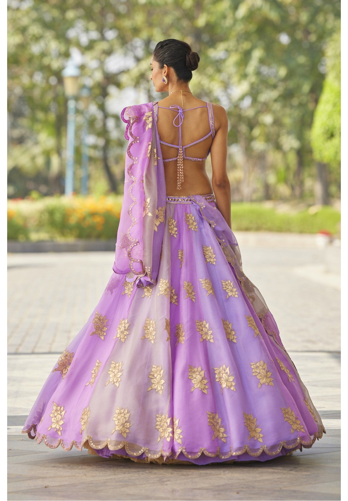 Mauve Multicolor Flower Lehenga Set