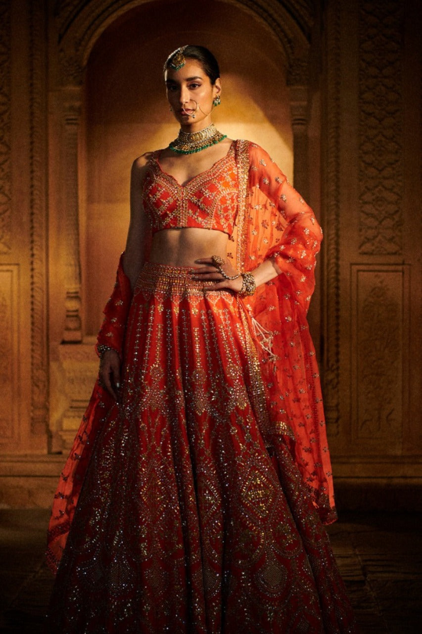 Kriti Sanon In Burnt Orange Gota Patti Lehenga Set