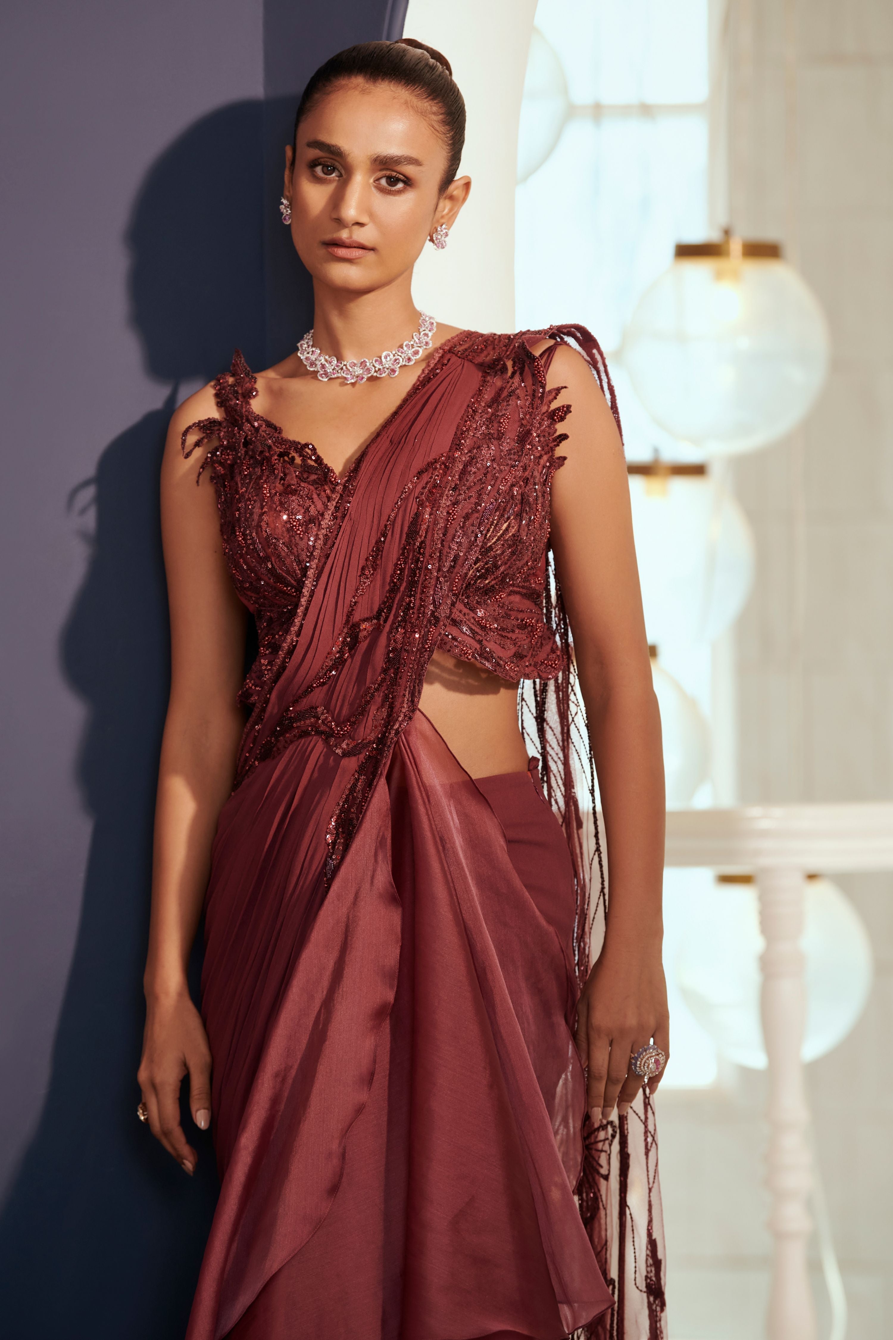 Boysenberry Drape Saree