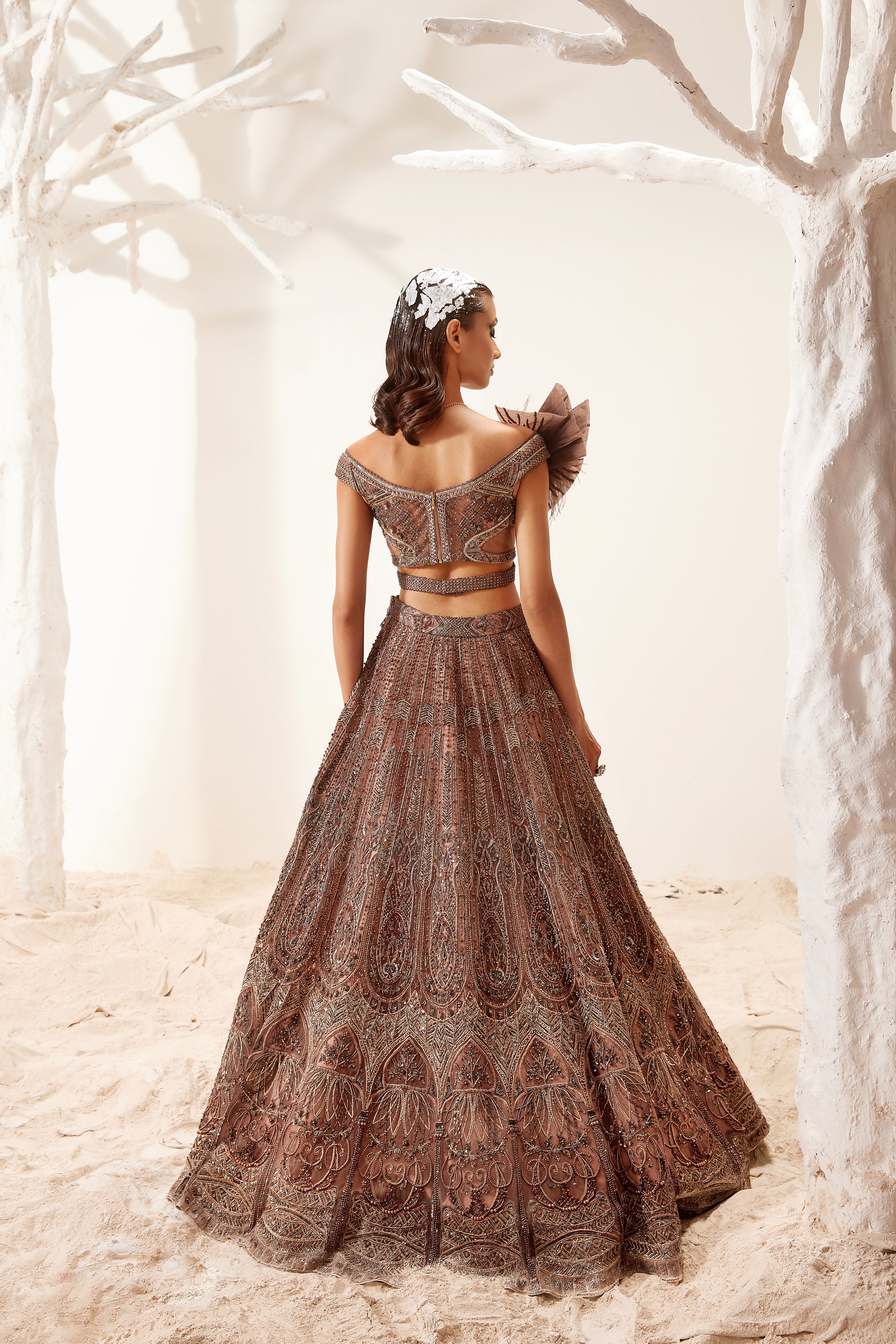 Brown Morris Lehenga