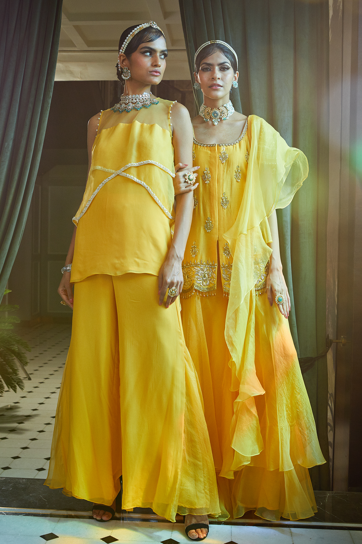 Mango Short Kurta And Flared Pants Set