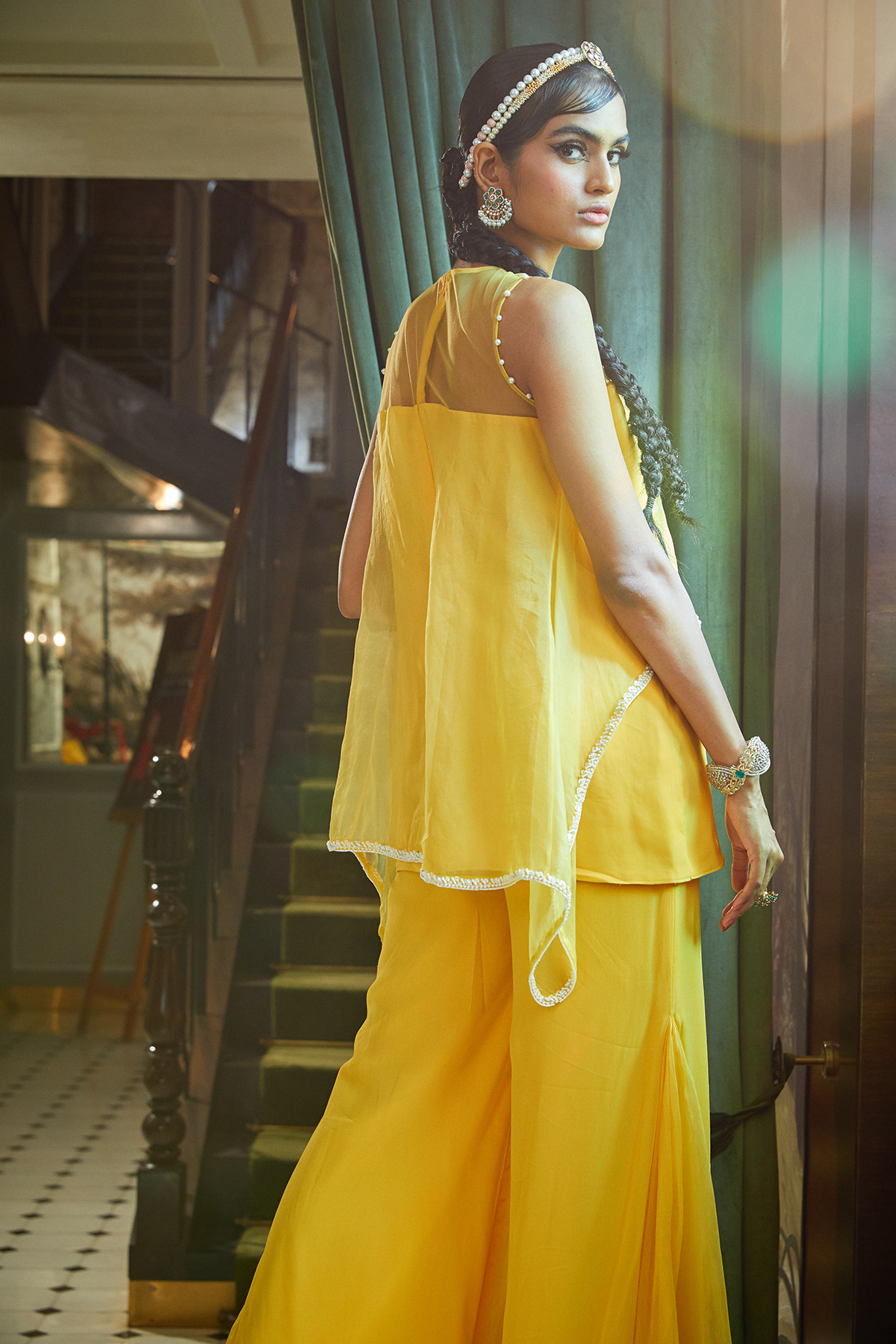 Mango Short Kurta And Flared Pants Set