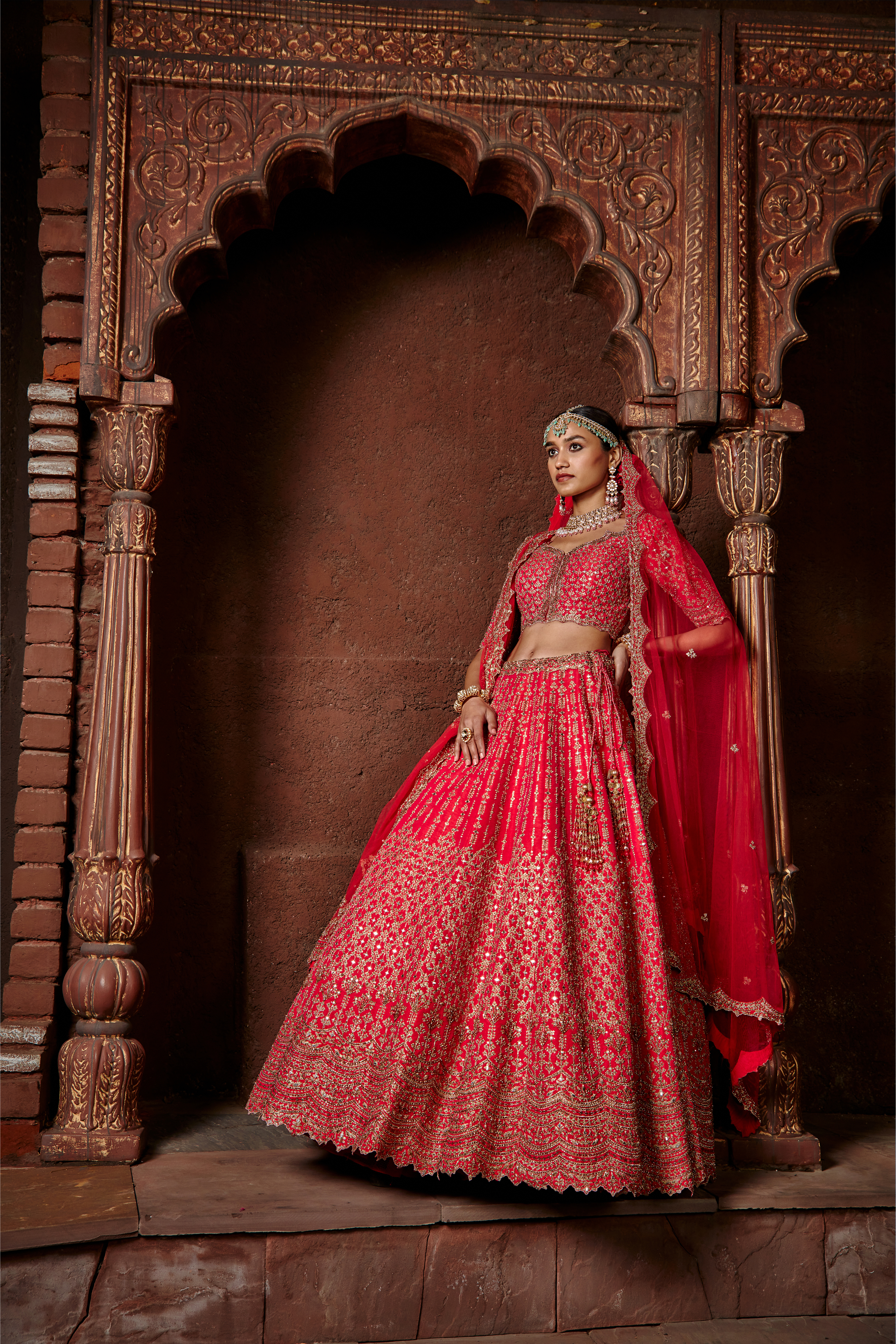 Fuchsia Red Raw Silk Lehenga