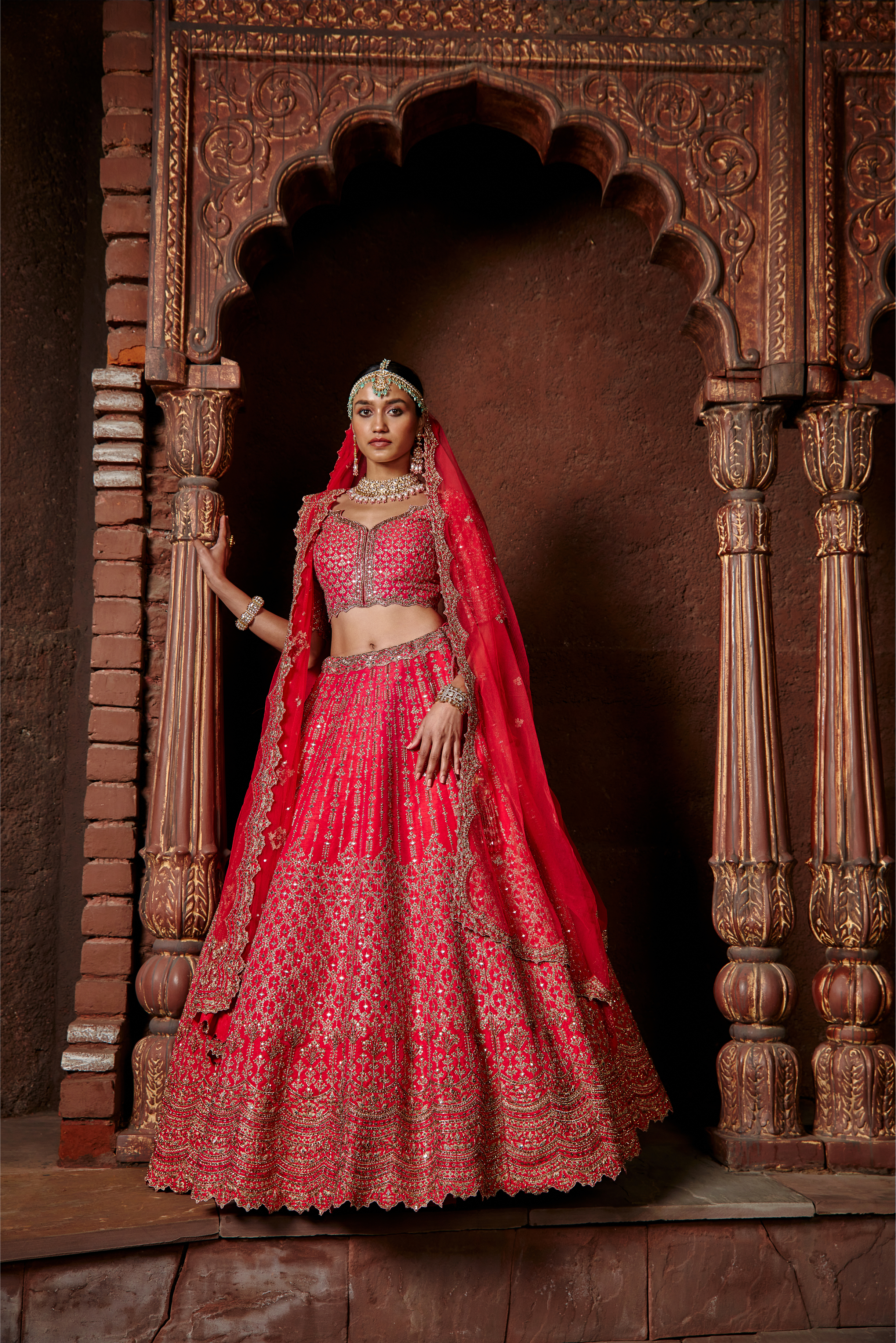 Fuchsia Red Raw Silk Lehenga