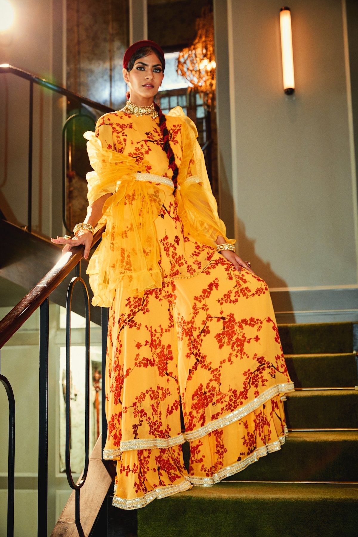 Mango Short Kurta And Sharara With Ruffled Dupatta Set