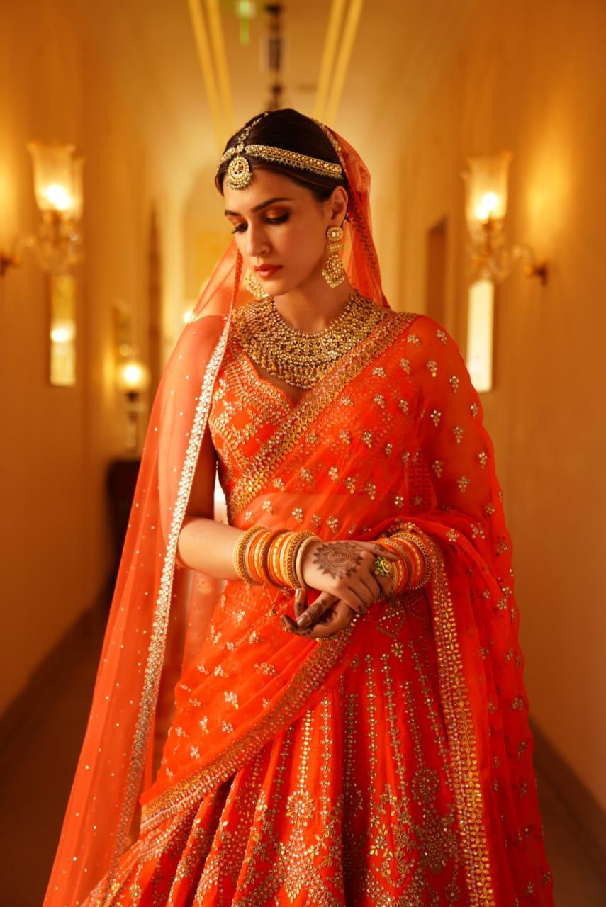 Kriti Sanon In Burnt Orange Gota Patti Lehenga Set