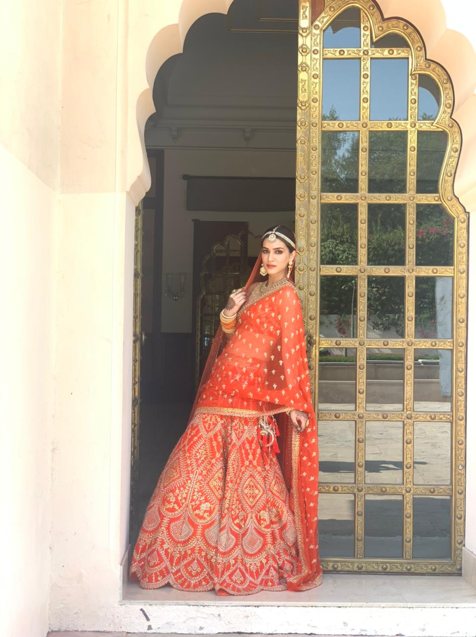 Kriti Sanon In Burnt Orange Gota Patti Lehenga Set